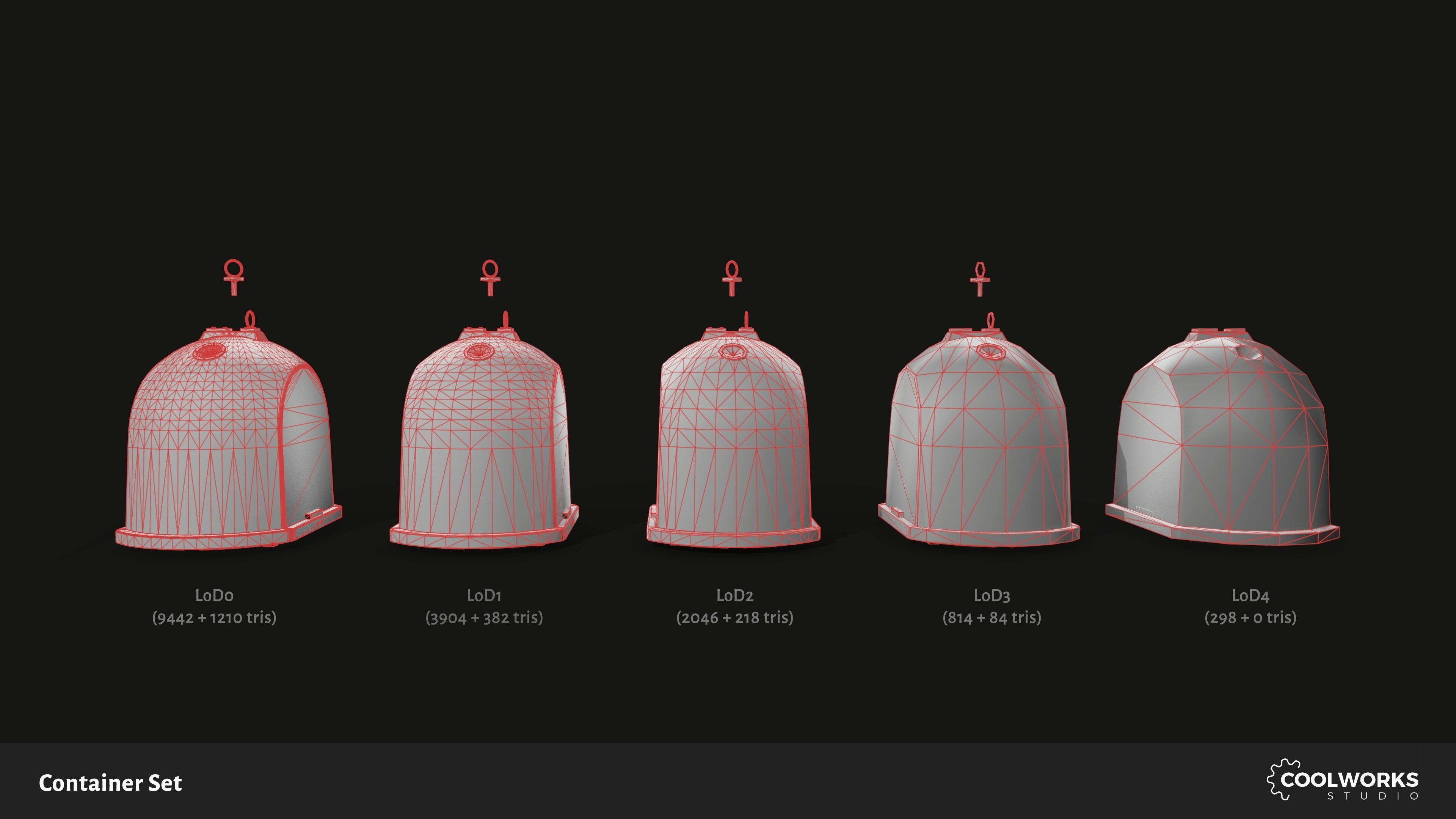 Container Set Low-poly 3D model_40