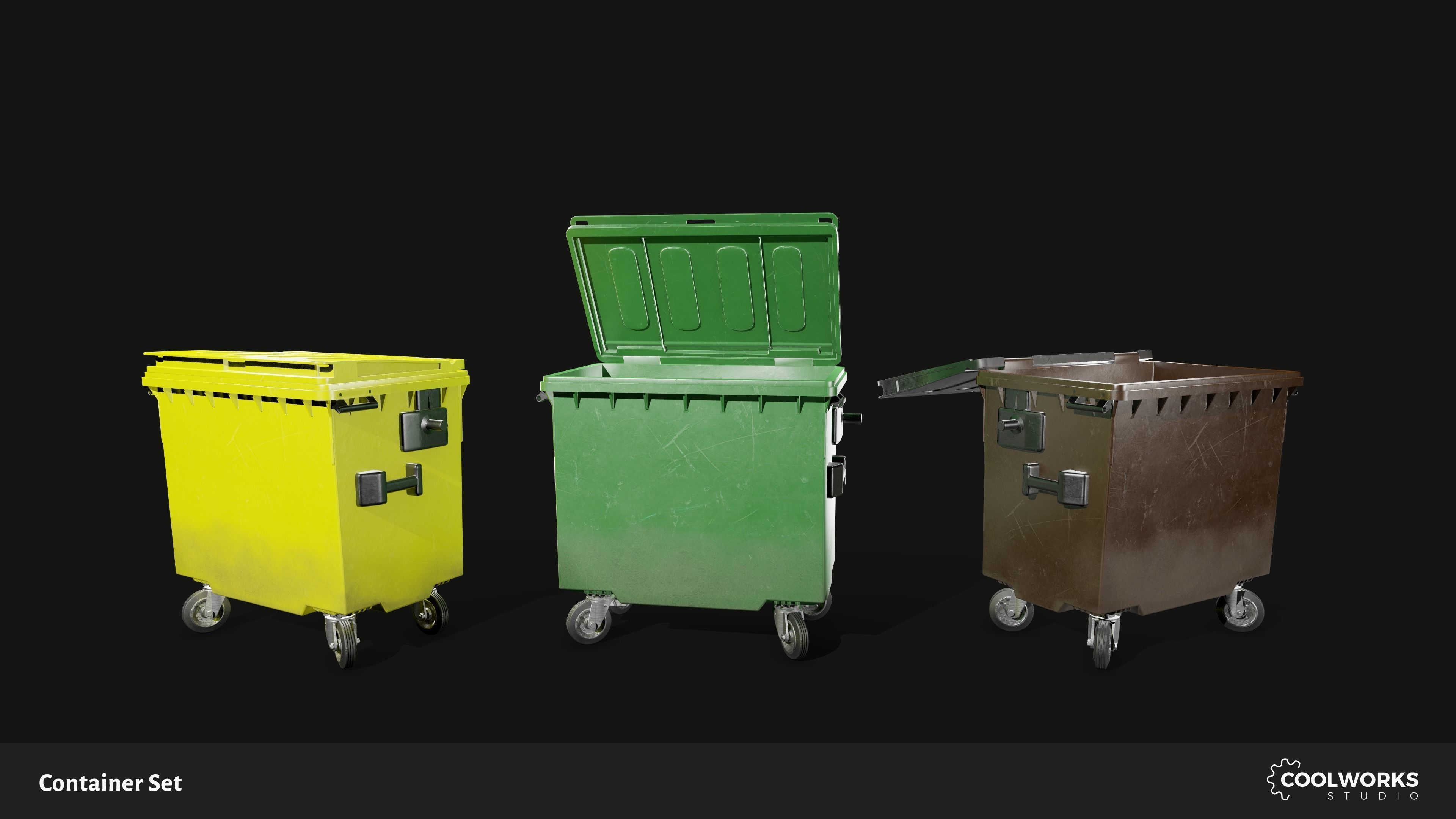 Container Set Low-poly 3D model_55