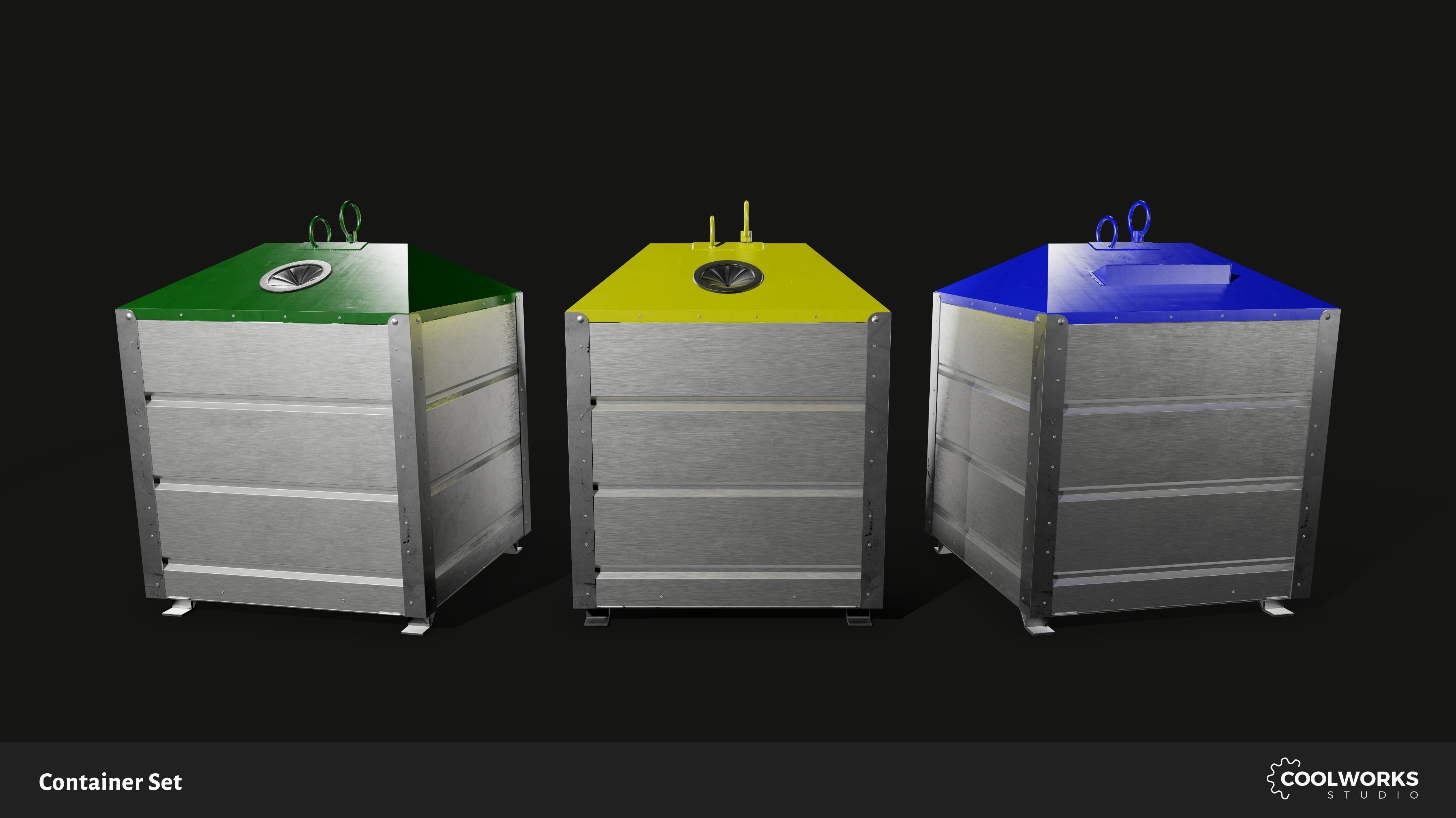 Container Set Low-poly 3D model_22