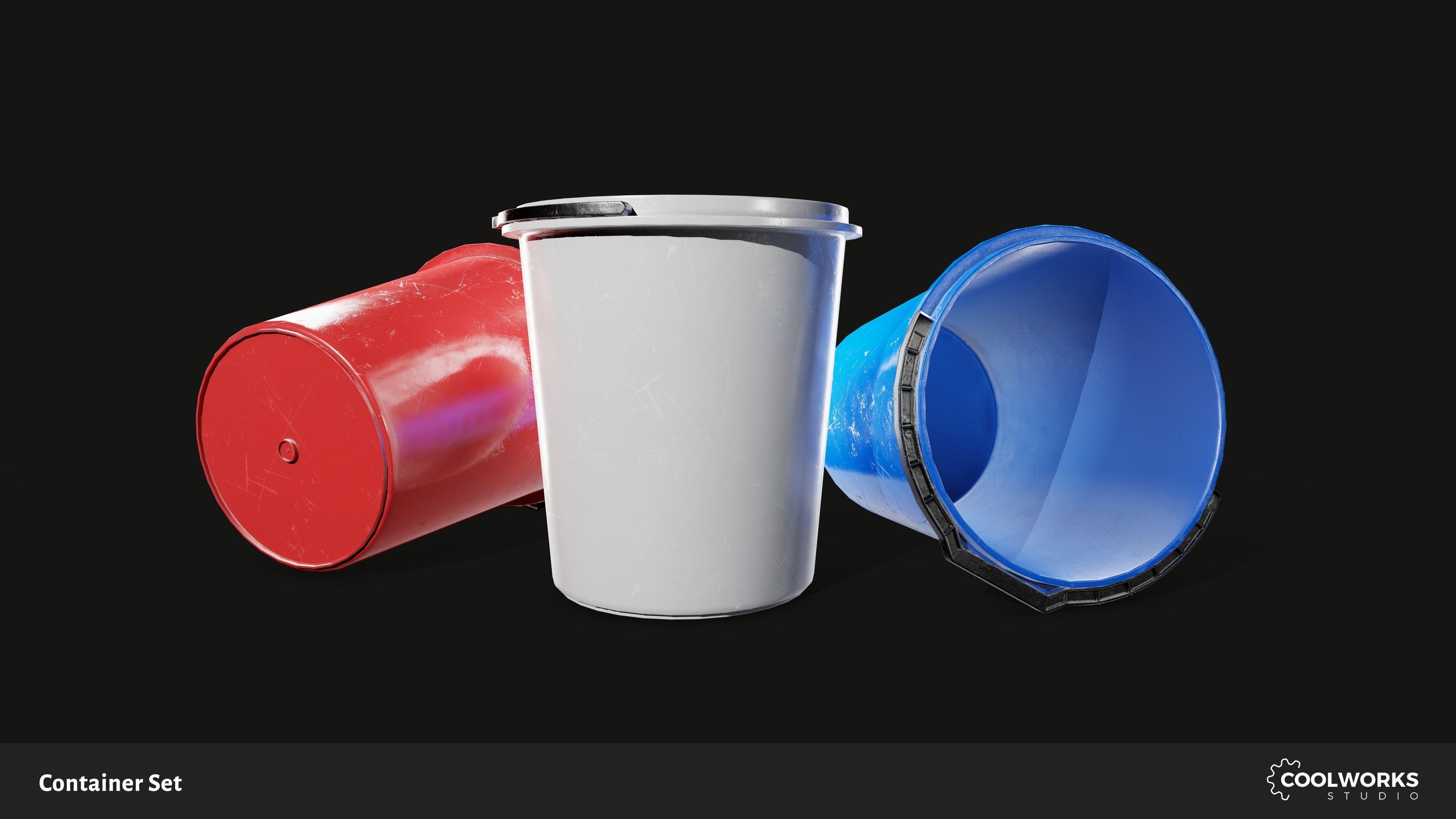 Container Set Low-poly 3D model_87