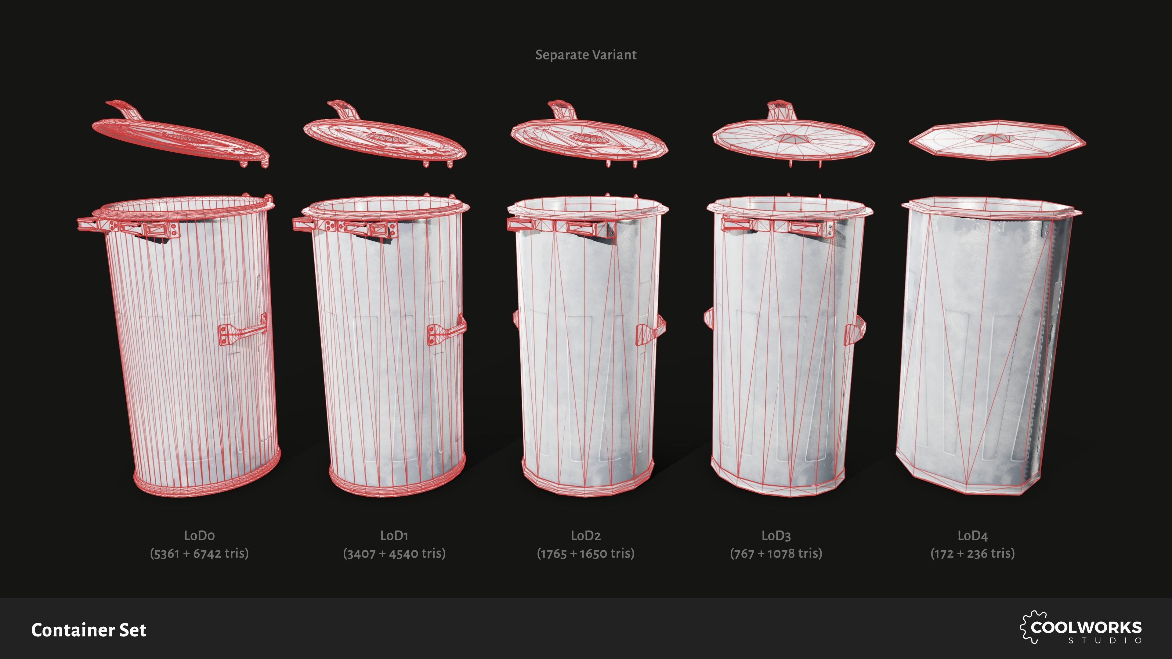Container Set Low-poly 3D model_13