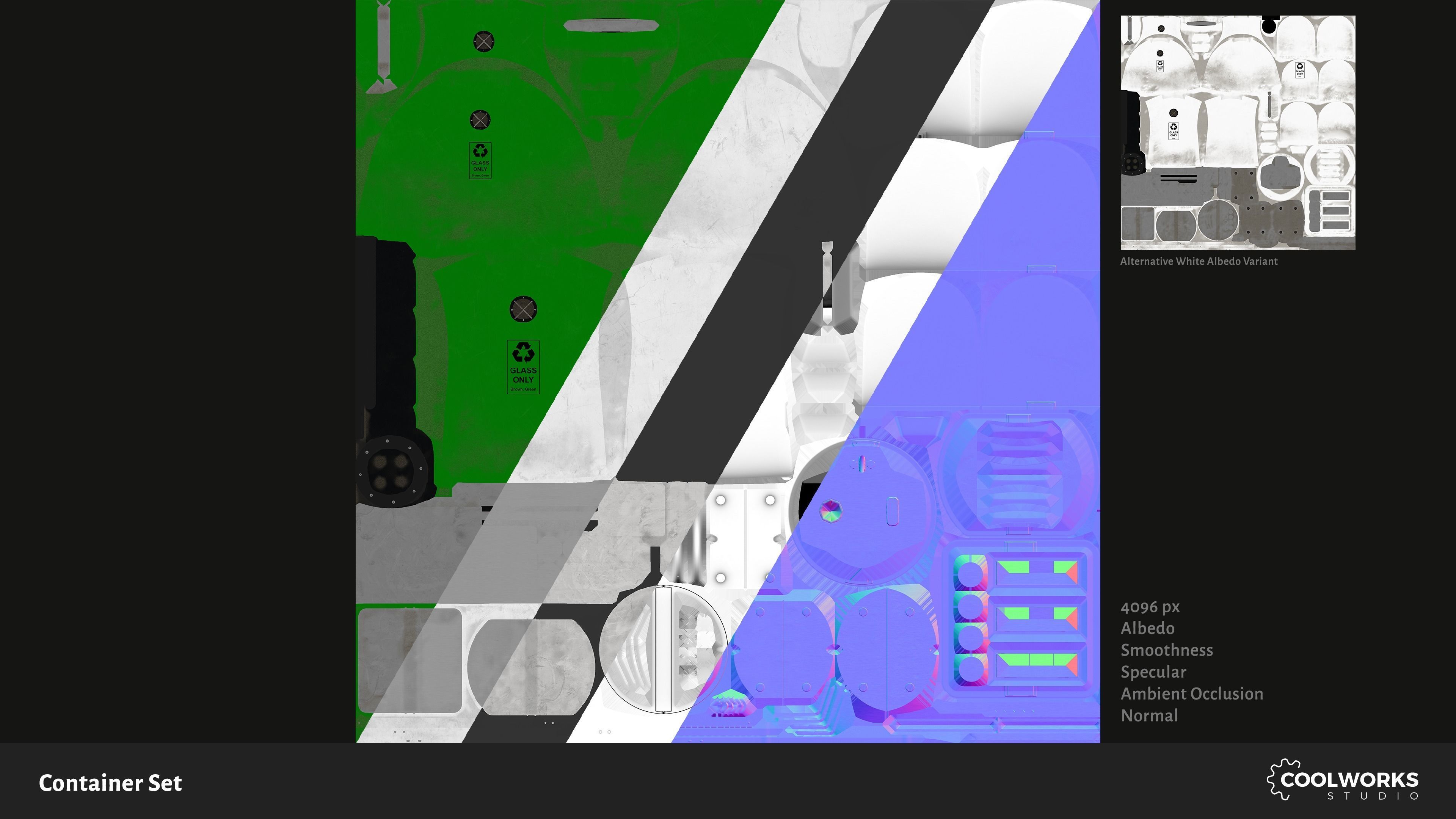 Container Set Low-poly 3D model_42