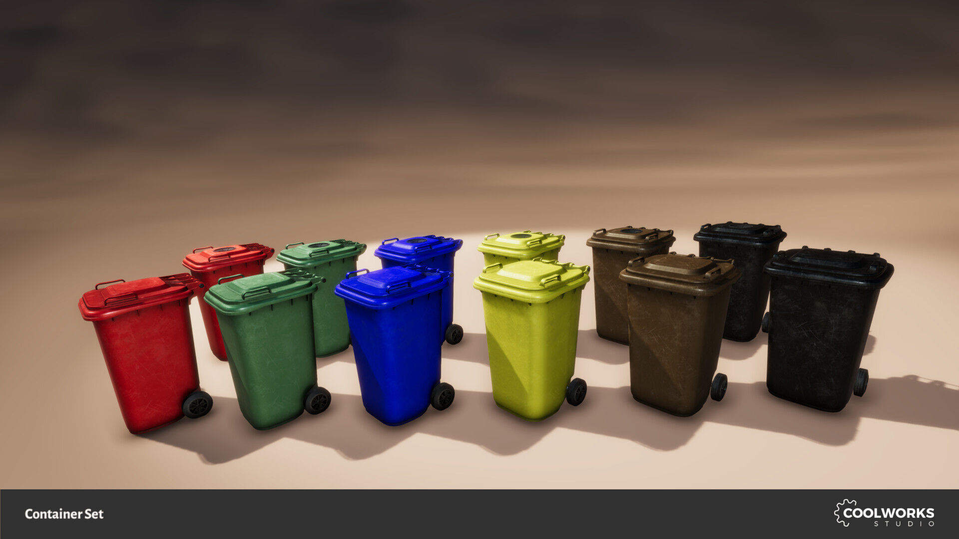 Container Set Low-poly 3D model_102