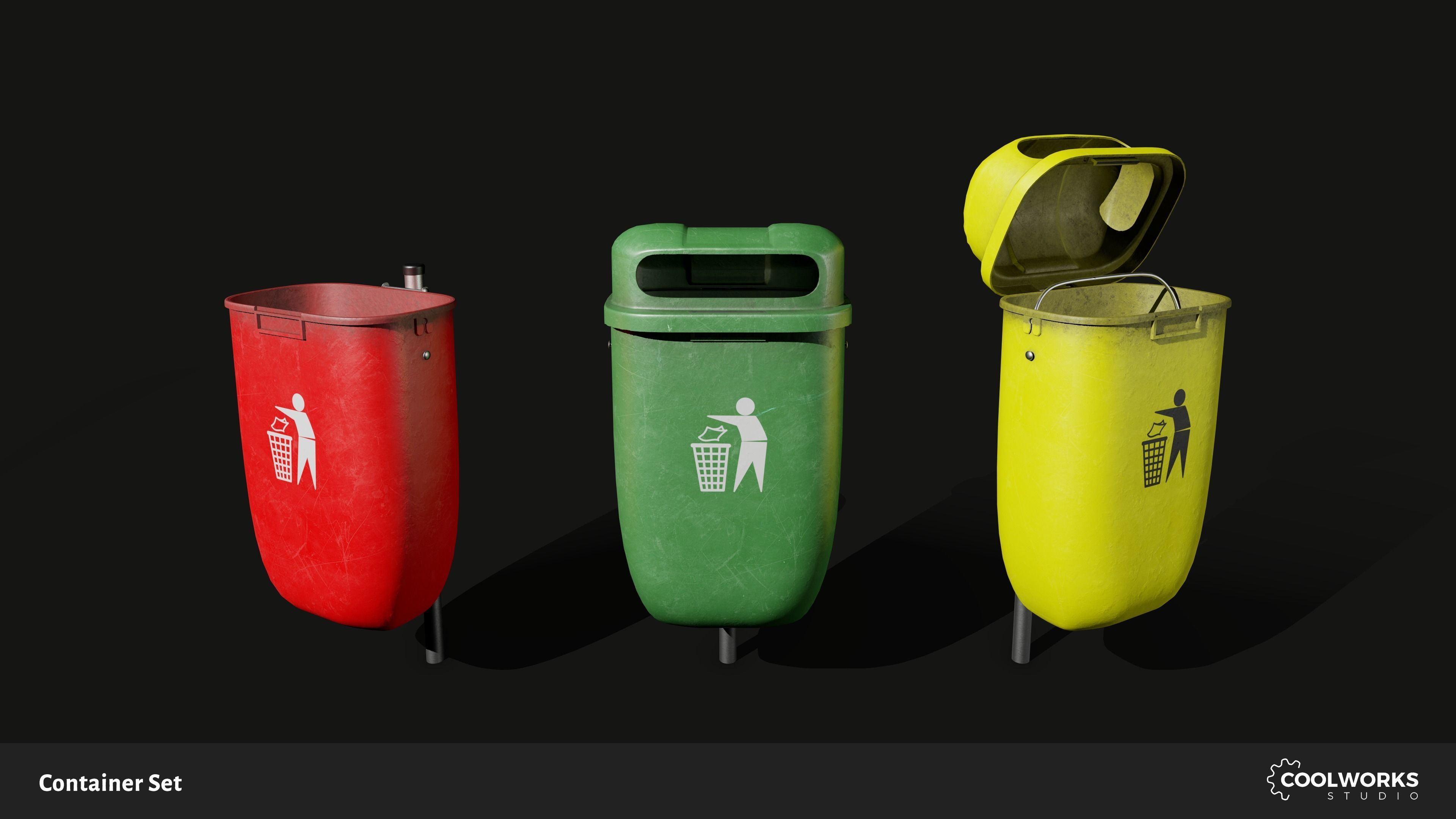 Container Set Low-poly 3D model_79