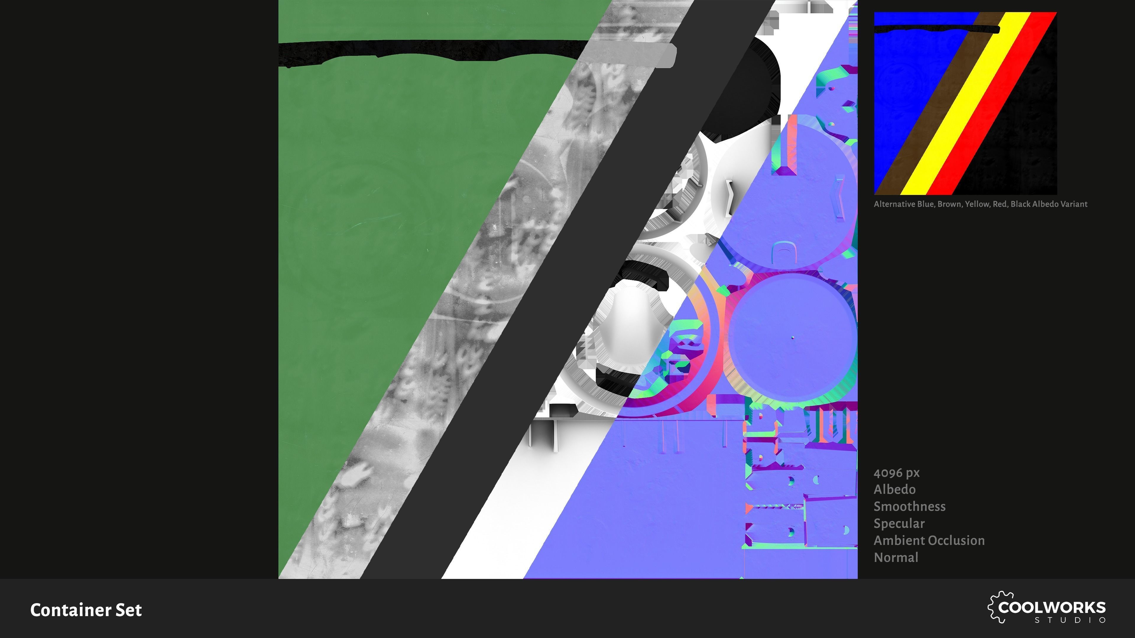 Container Set Low-poly 3D model_66