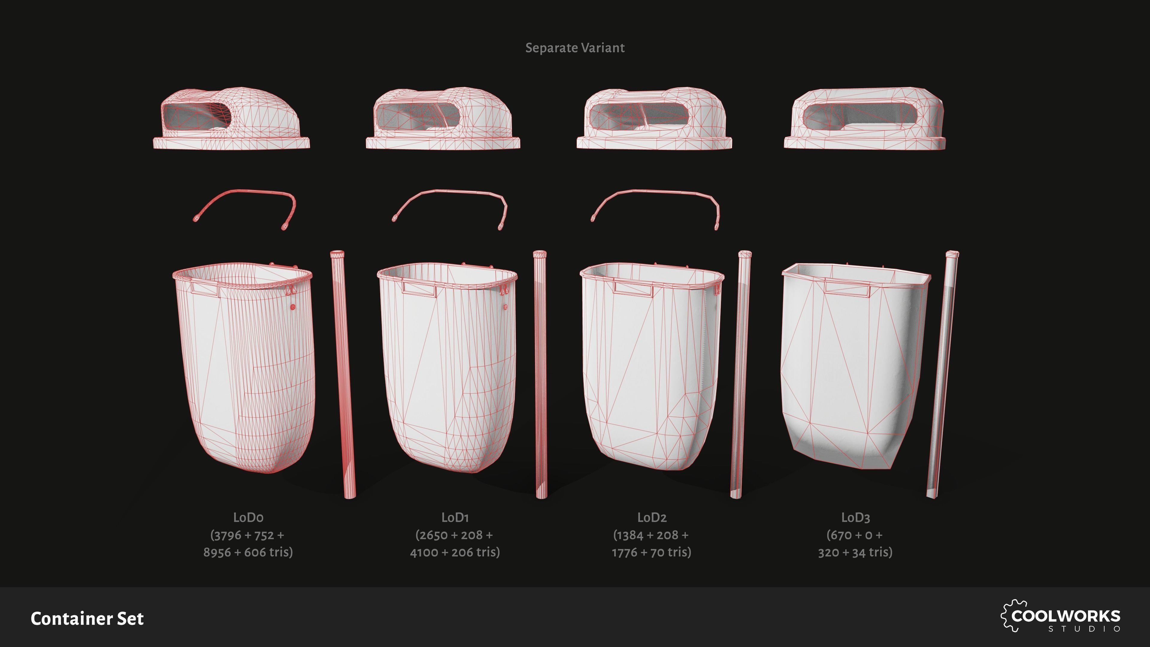 Container Set Low-poly 3D model_80