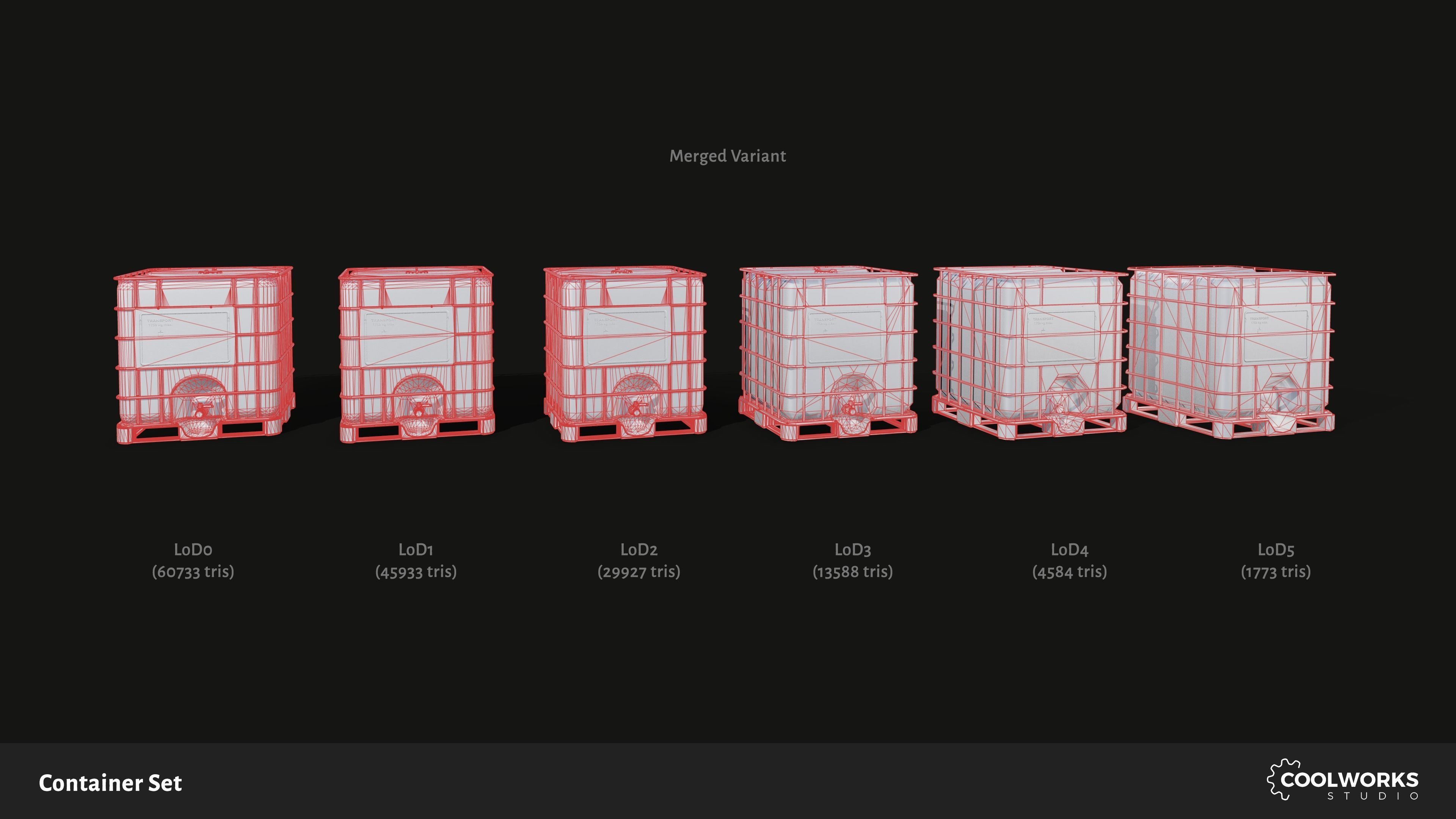 Container Set Low-poly 3D model_92