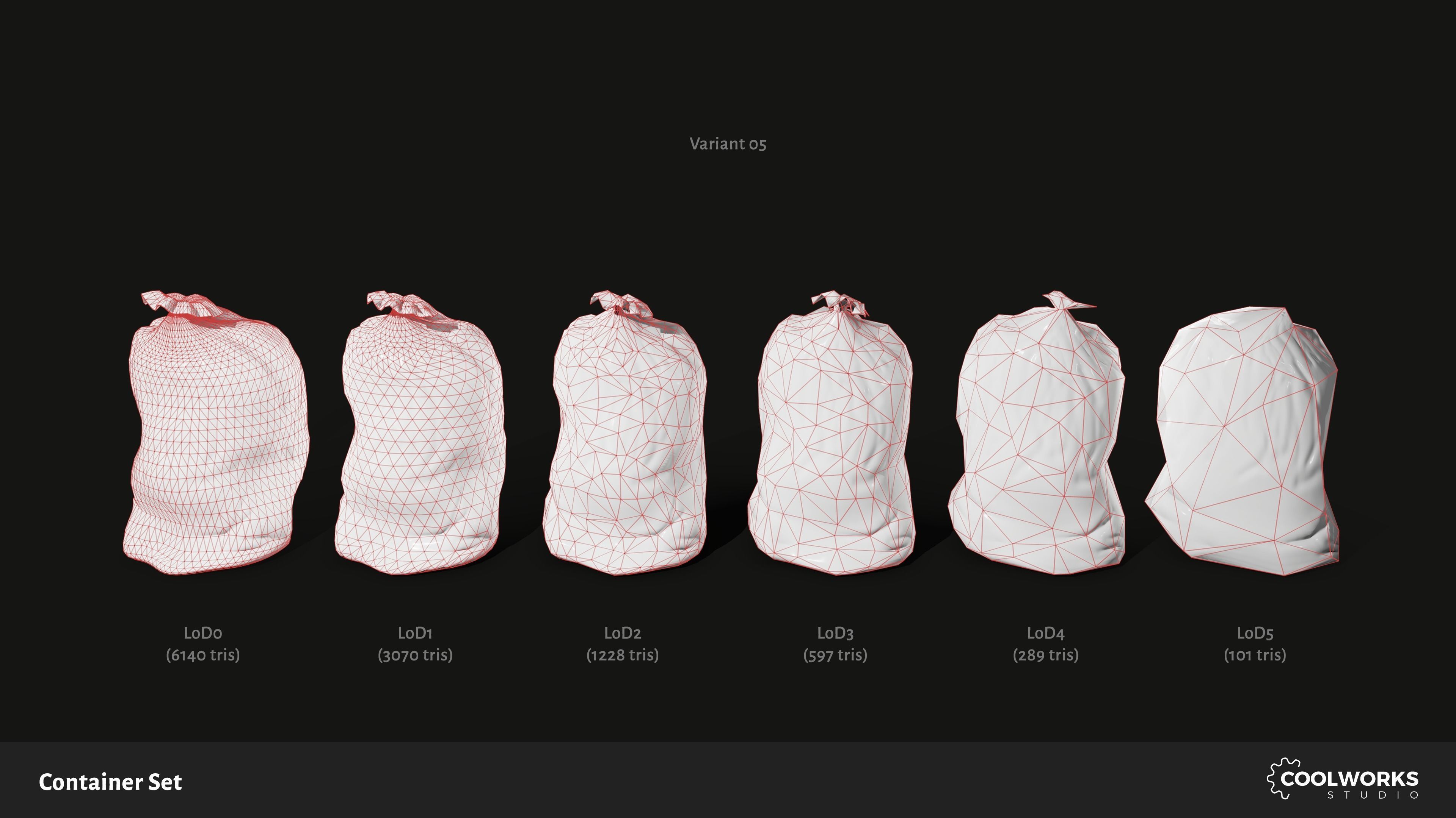 Container Set Low-poly 3D model_77