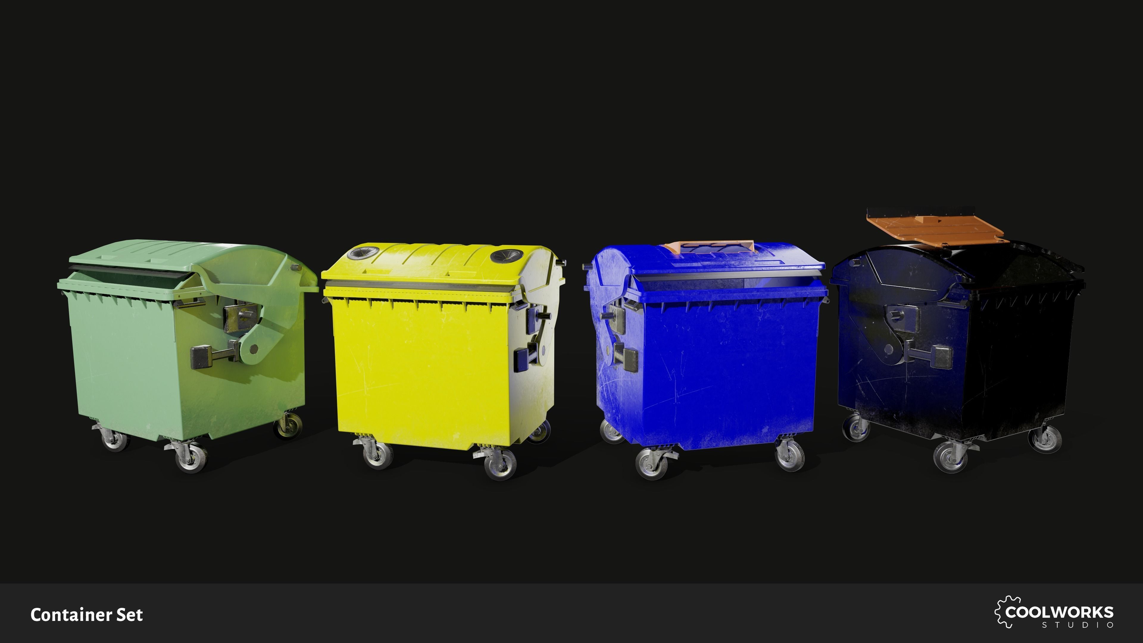 Container Set Low-poly 3D model_43