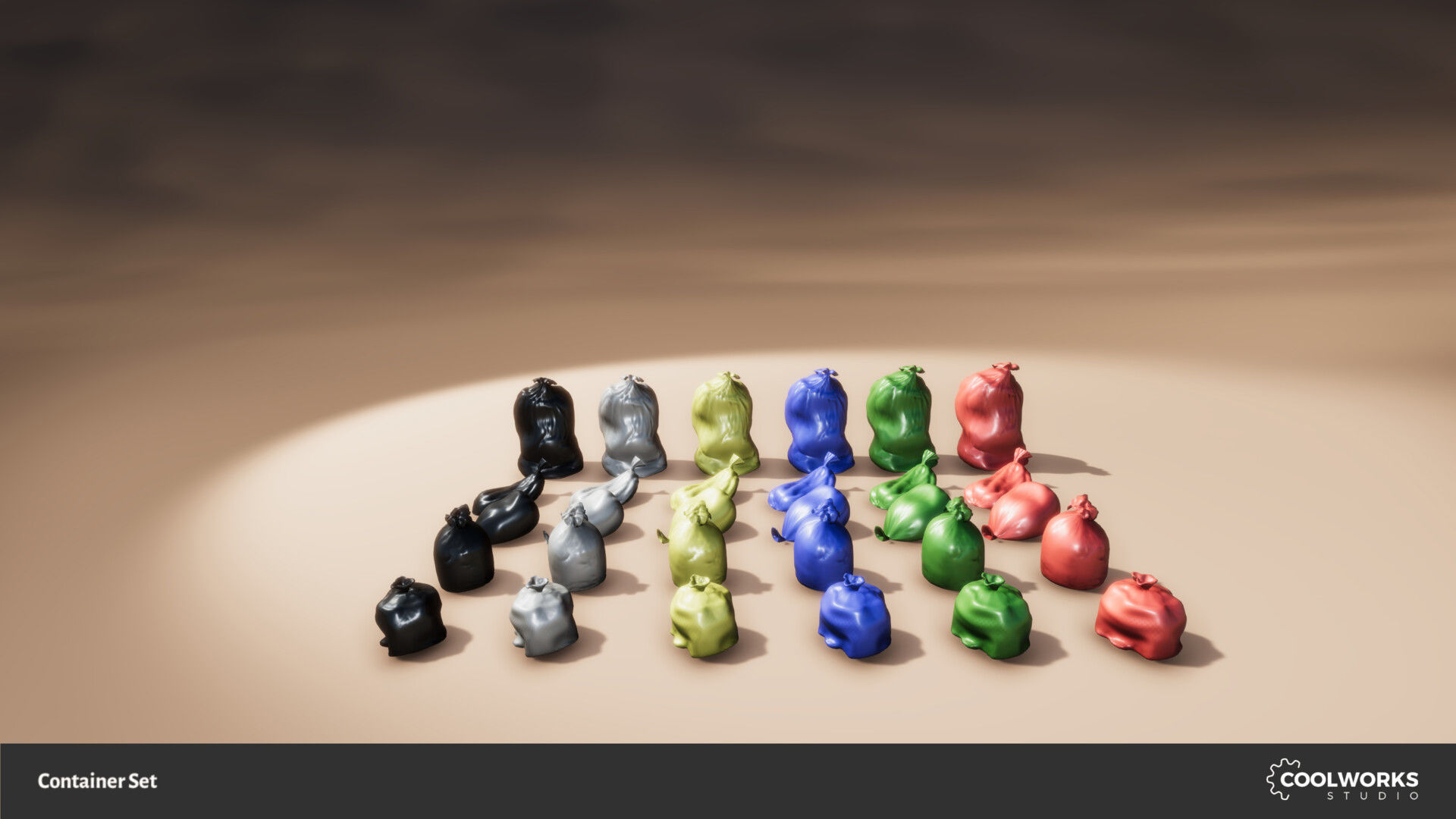 Container Set Low-poly 3D model_108