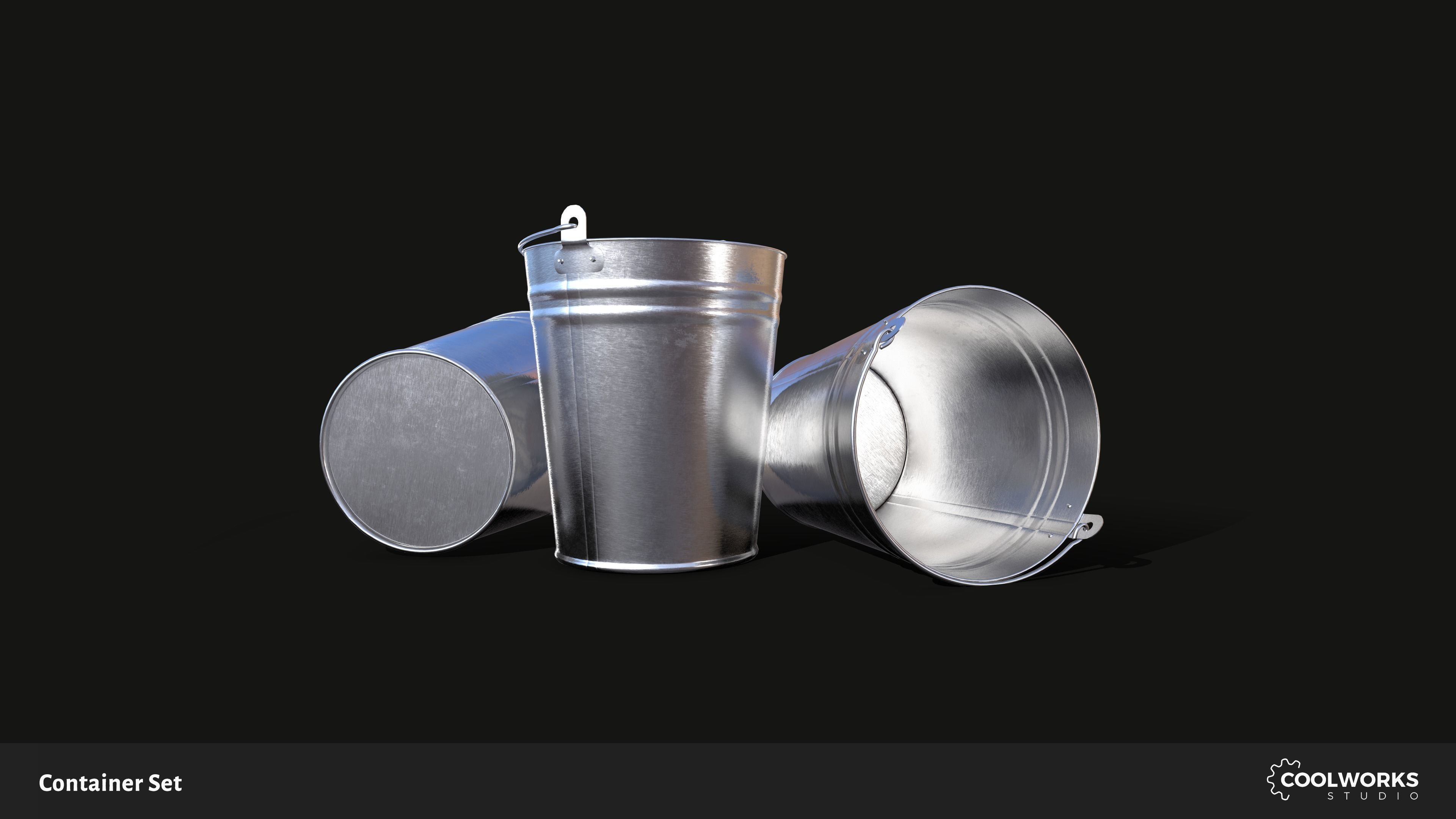 Container Set Low-poly 3D model_83