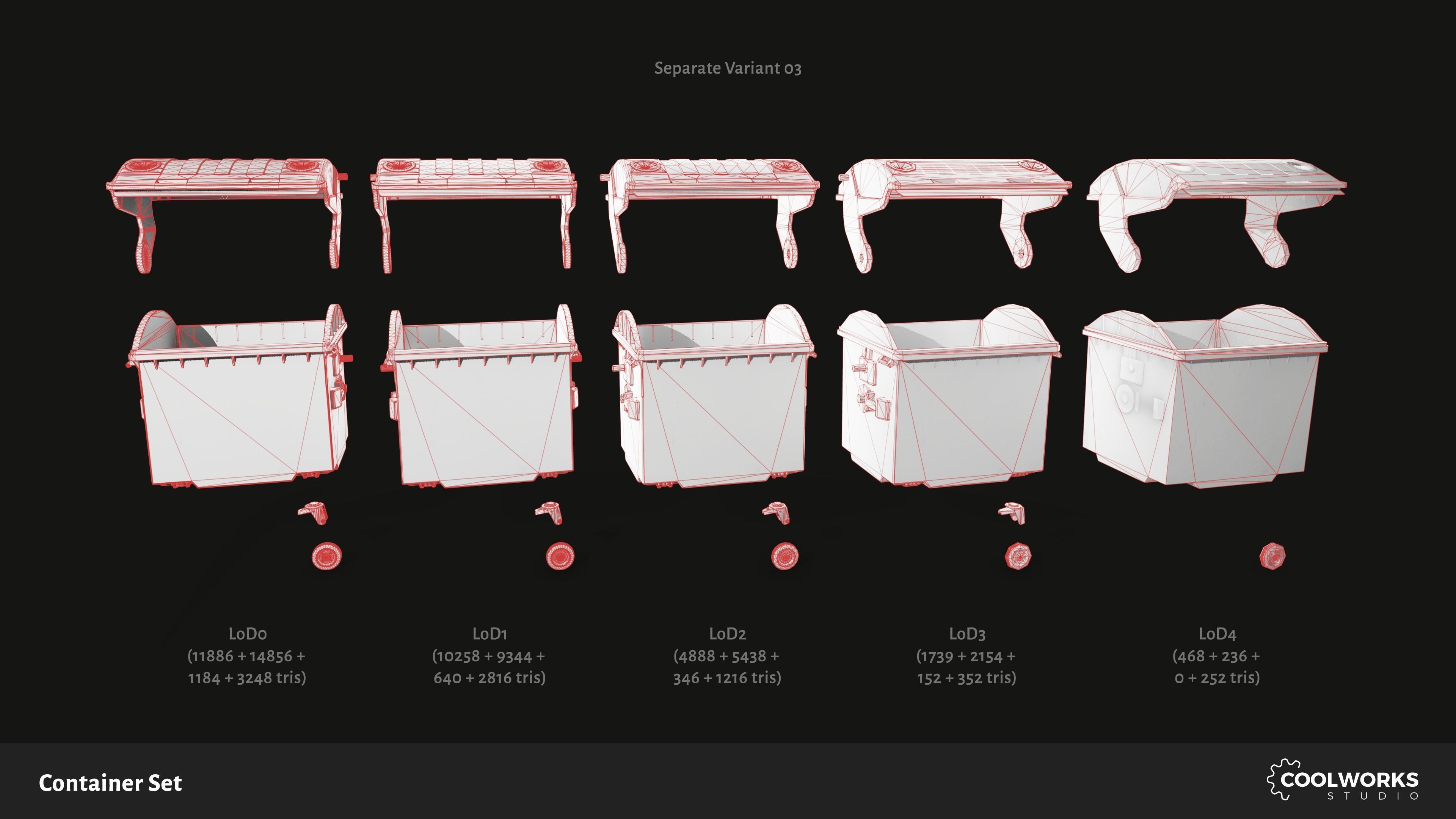 Container Set Low-poly 3D model_48