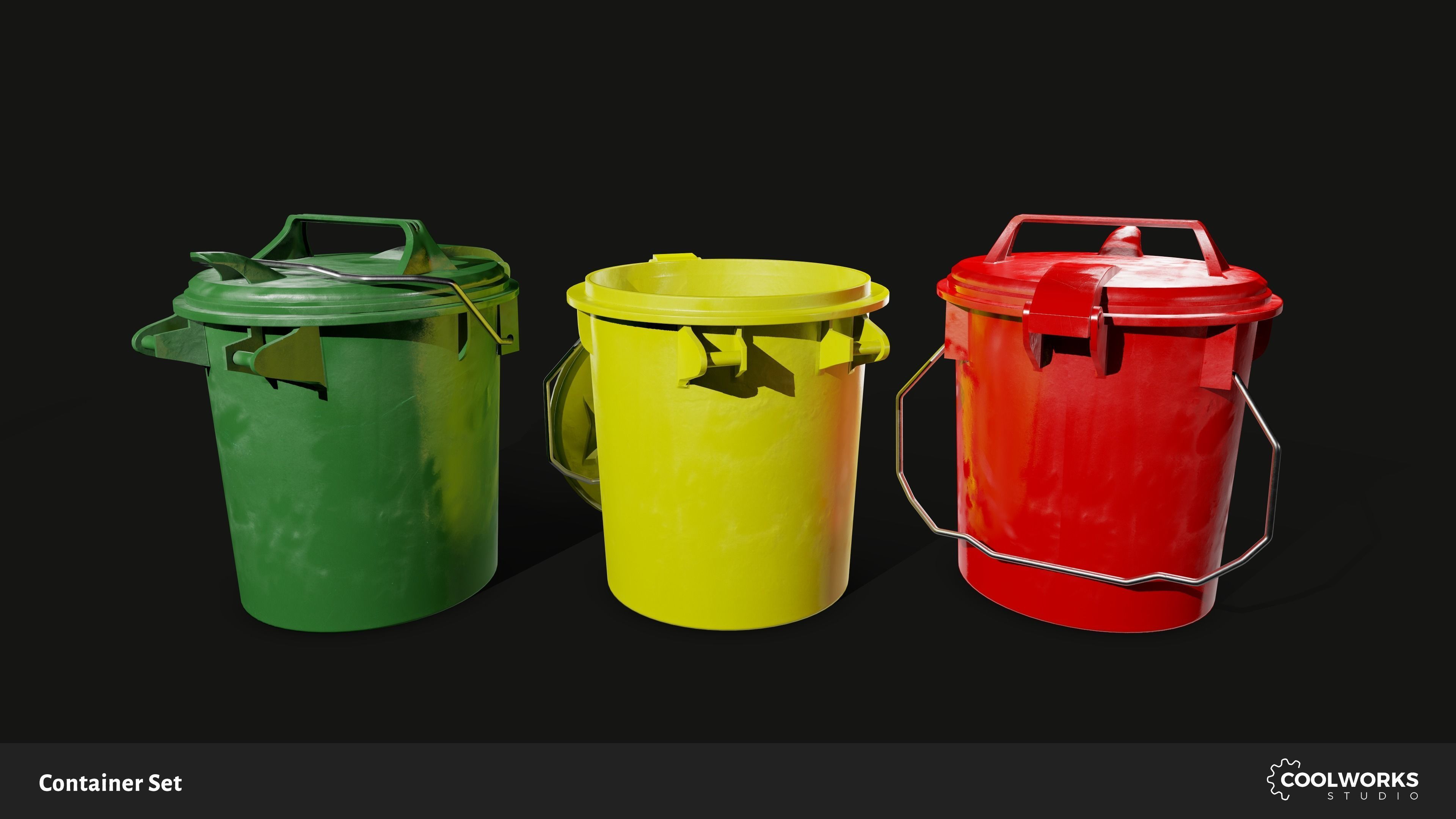 Container Set Low-poly 3D model_63