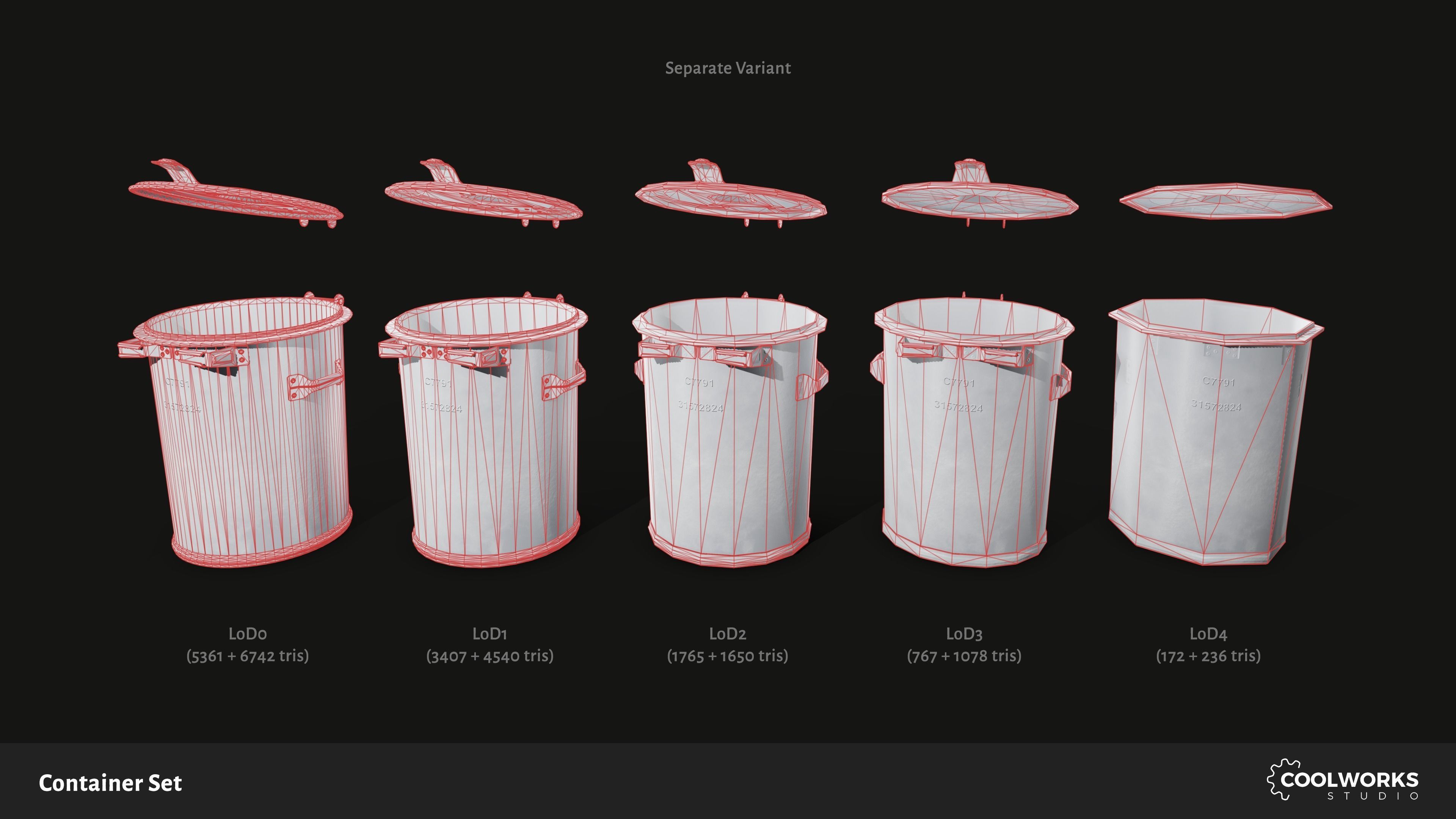 Container Set Low-poly 3D model_17