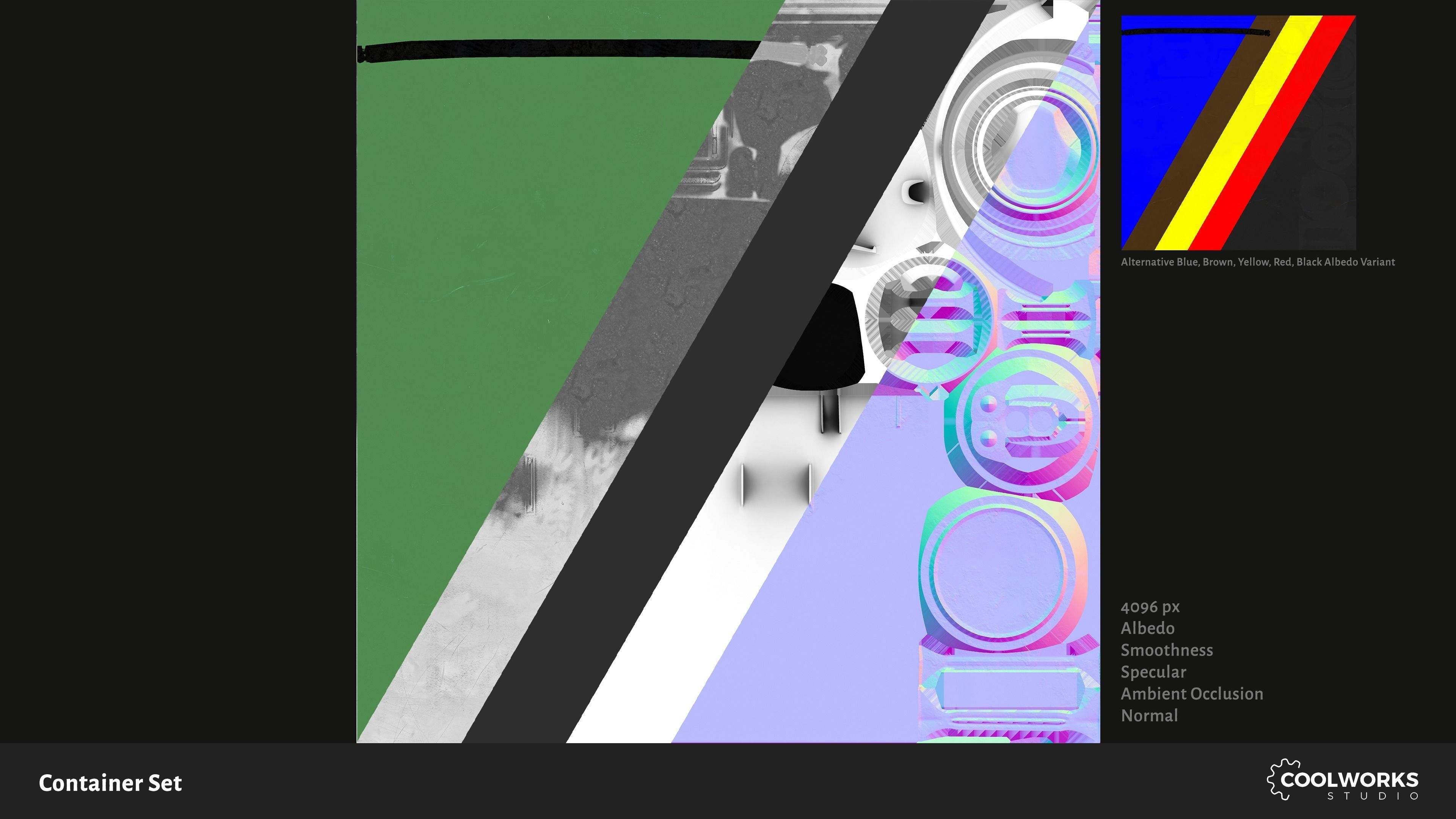 Container Set Low-poly 3D model_62