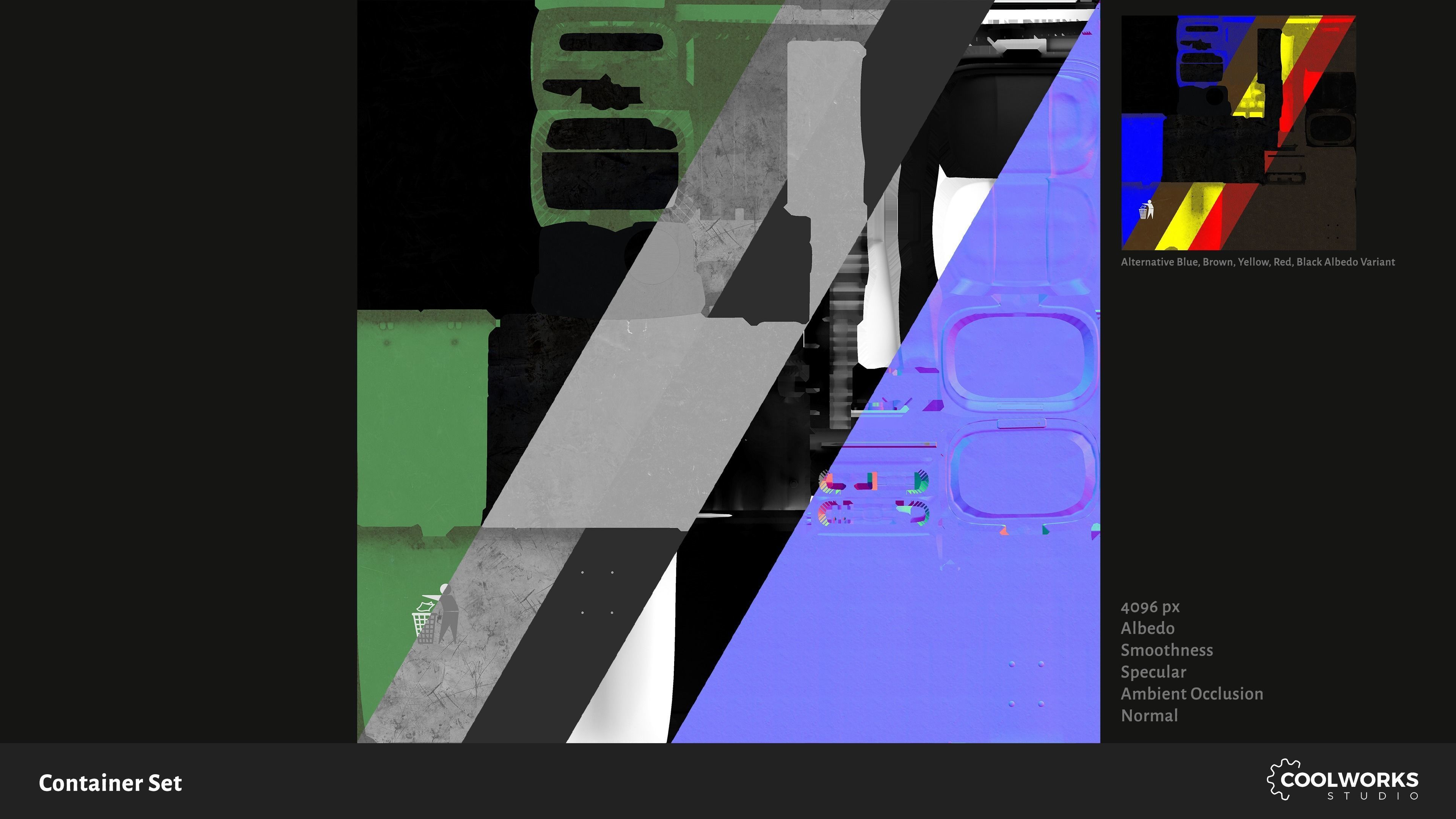 Container Set Low-poly 3D model_82