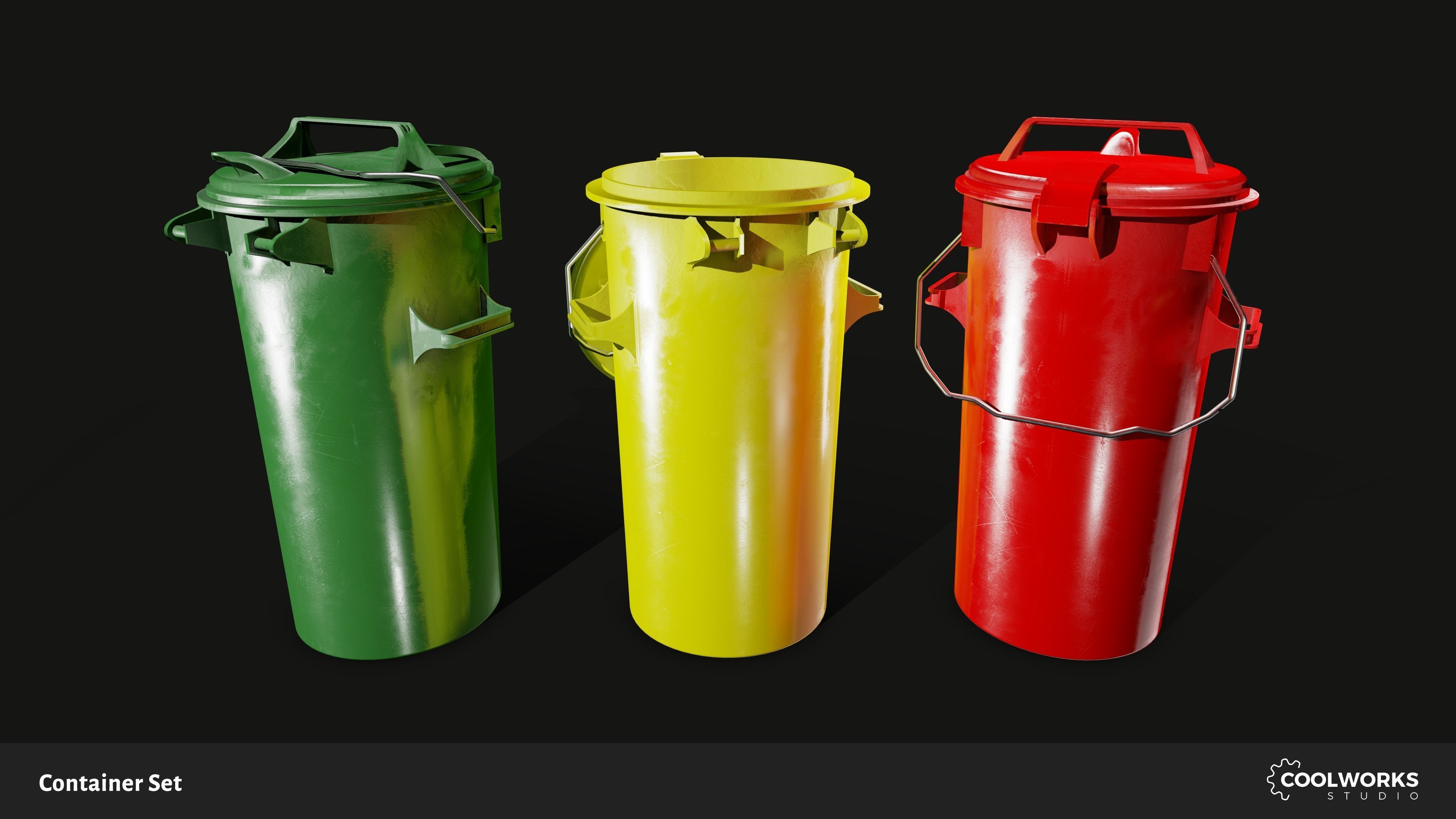 Container Set Low-poly 3D model_59