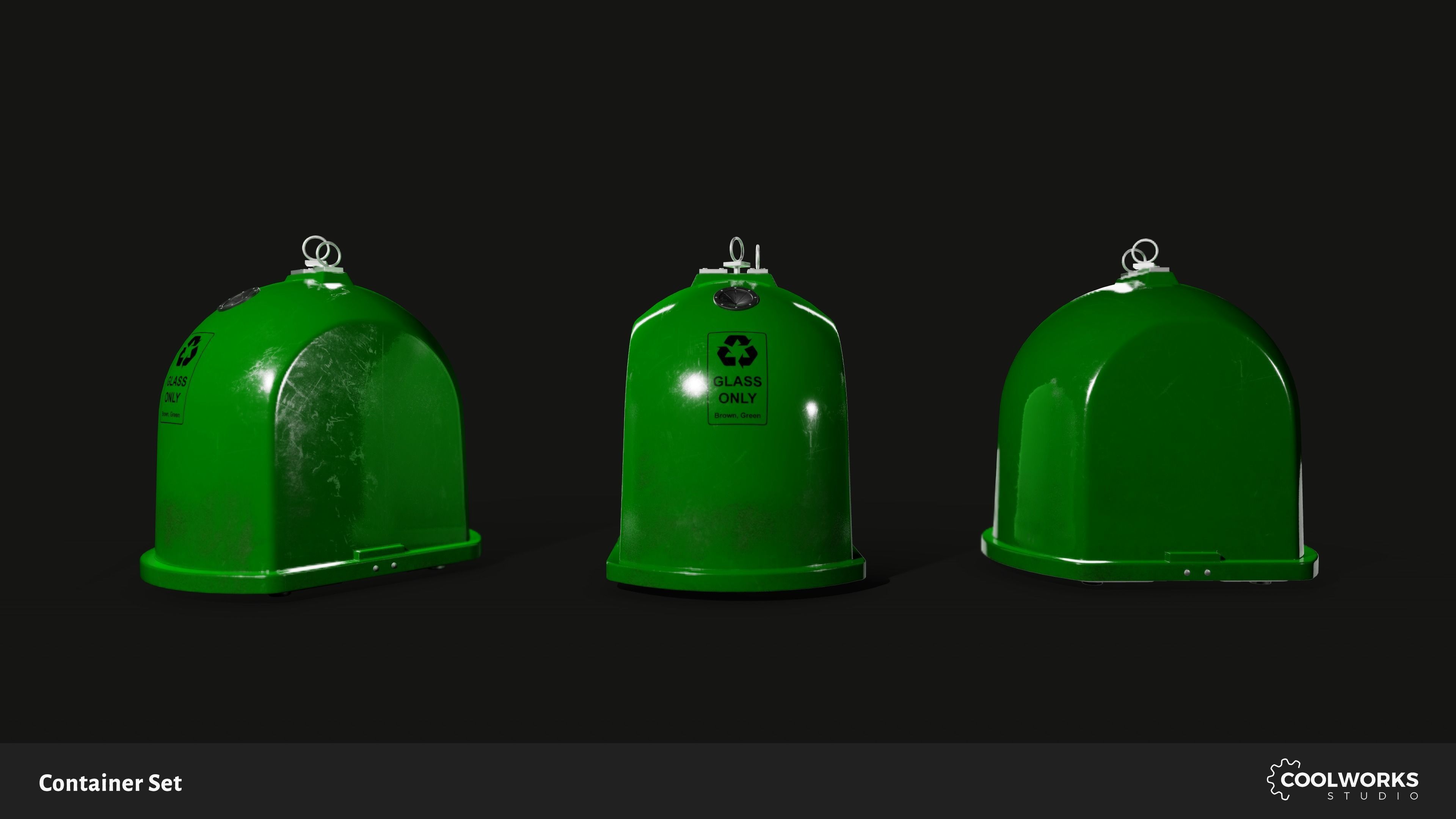 Container Set Low-poly 3D model_33