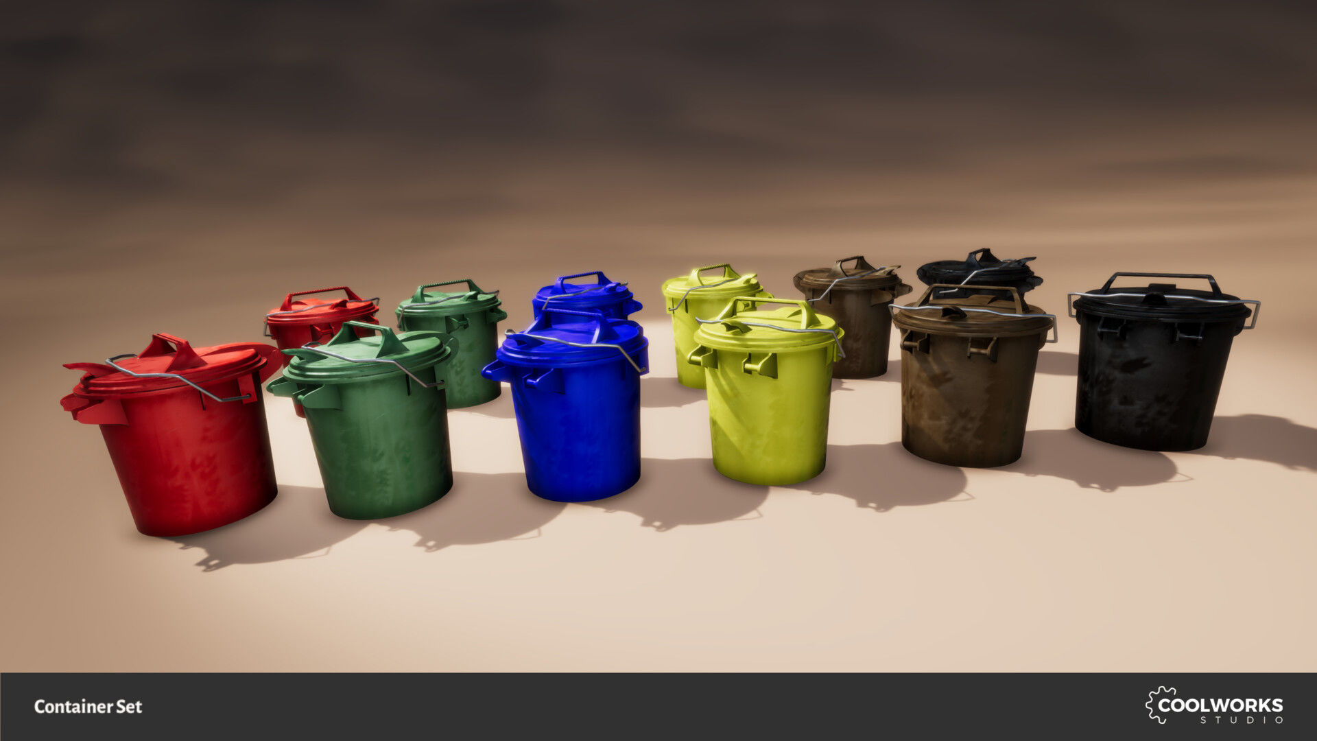 Container Set Low-poly 3D model_100