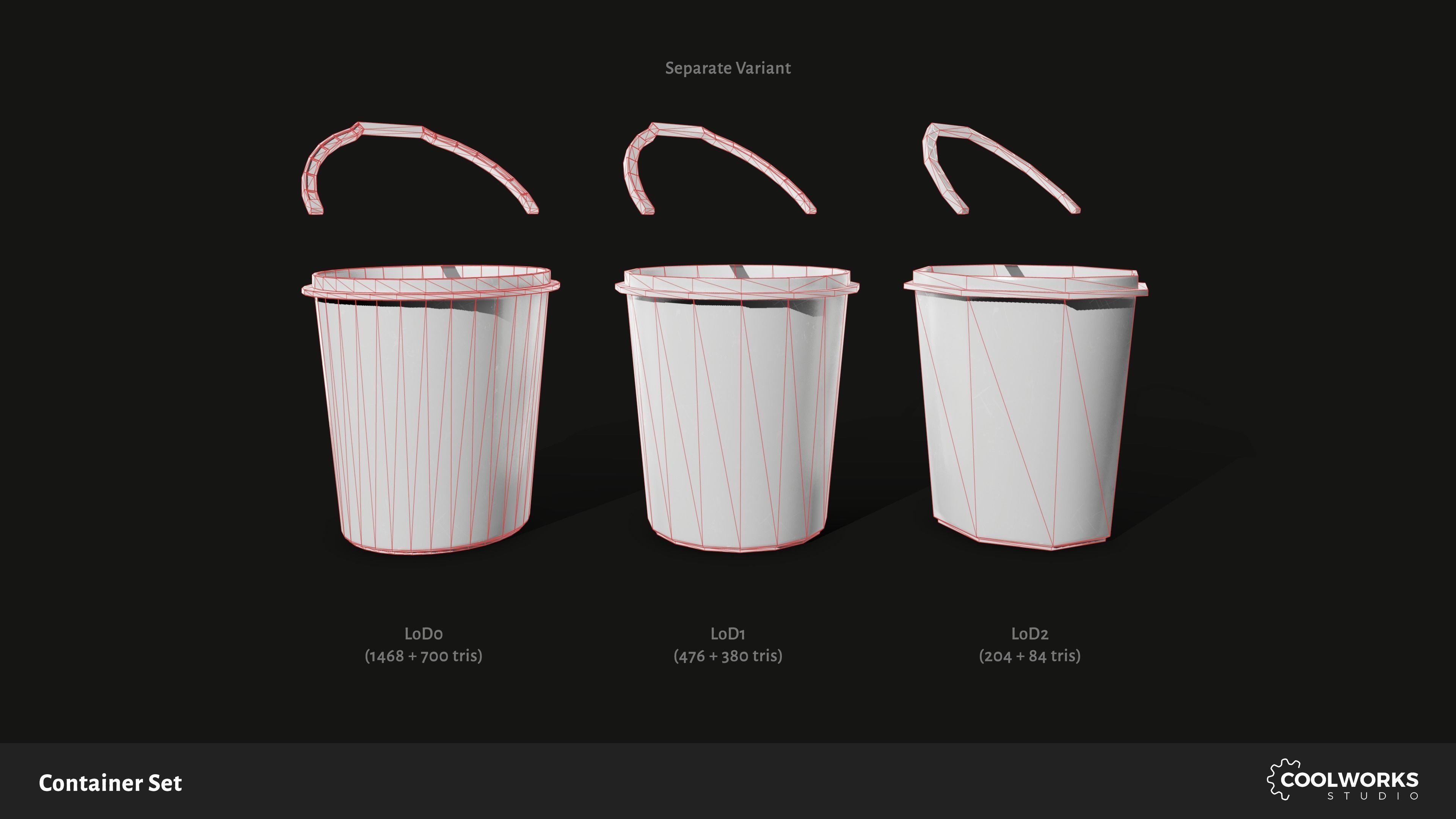 Container Set Low-poly 3D model_89