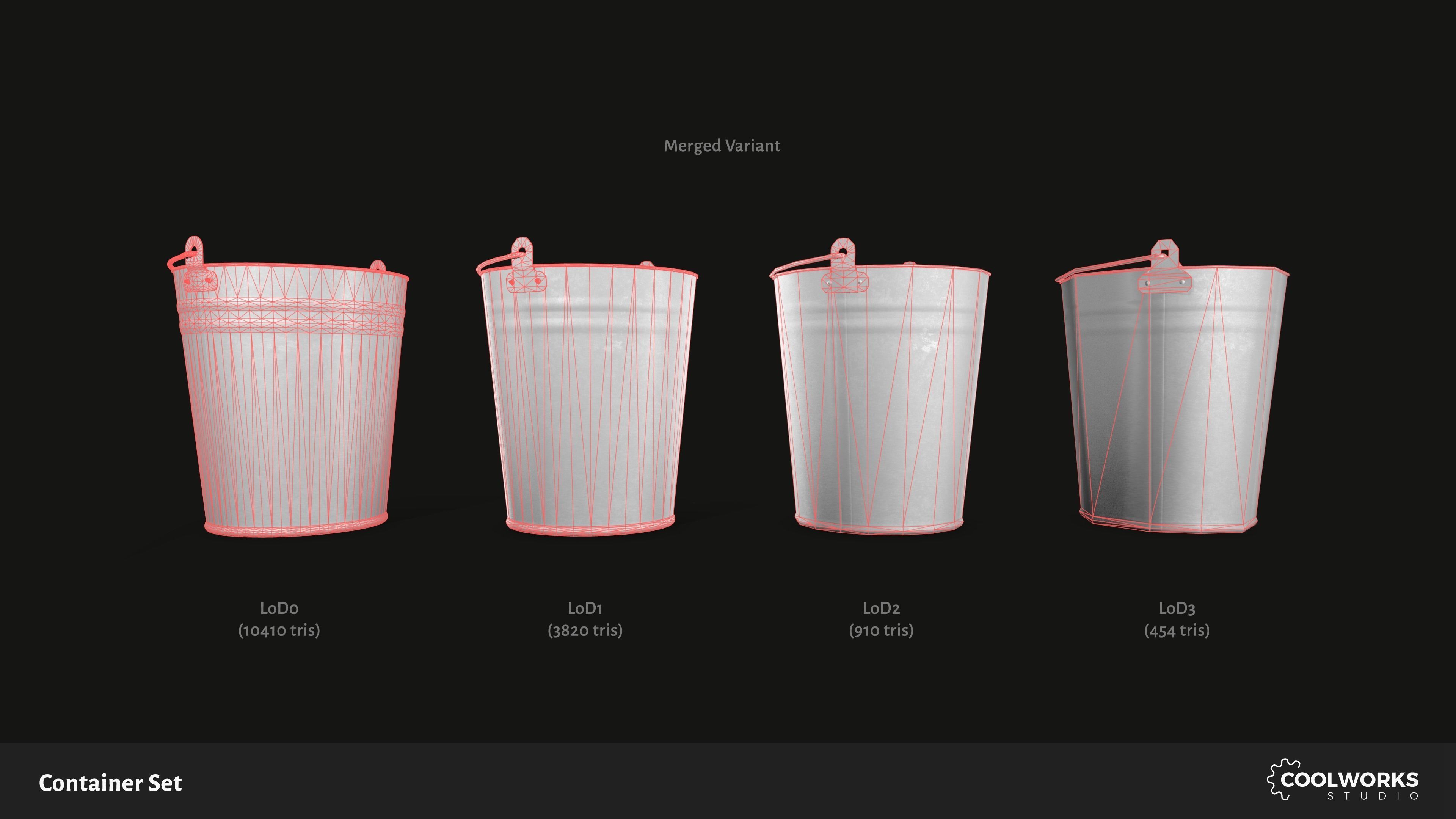 Container Set Low-poly 3D model_84