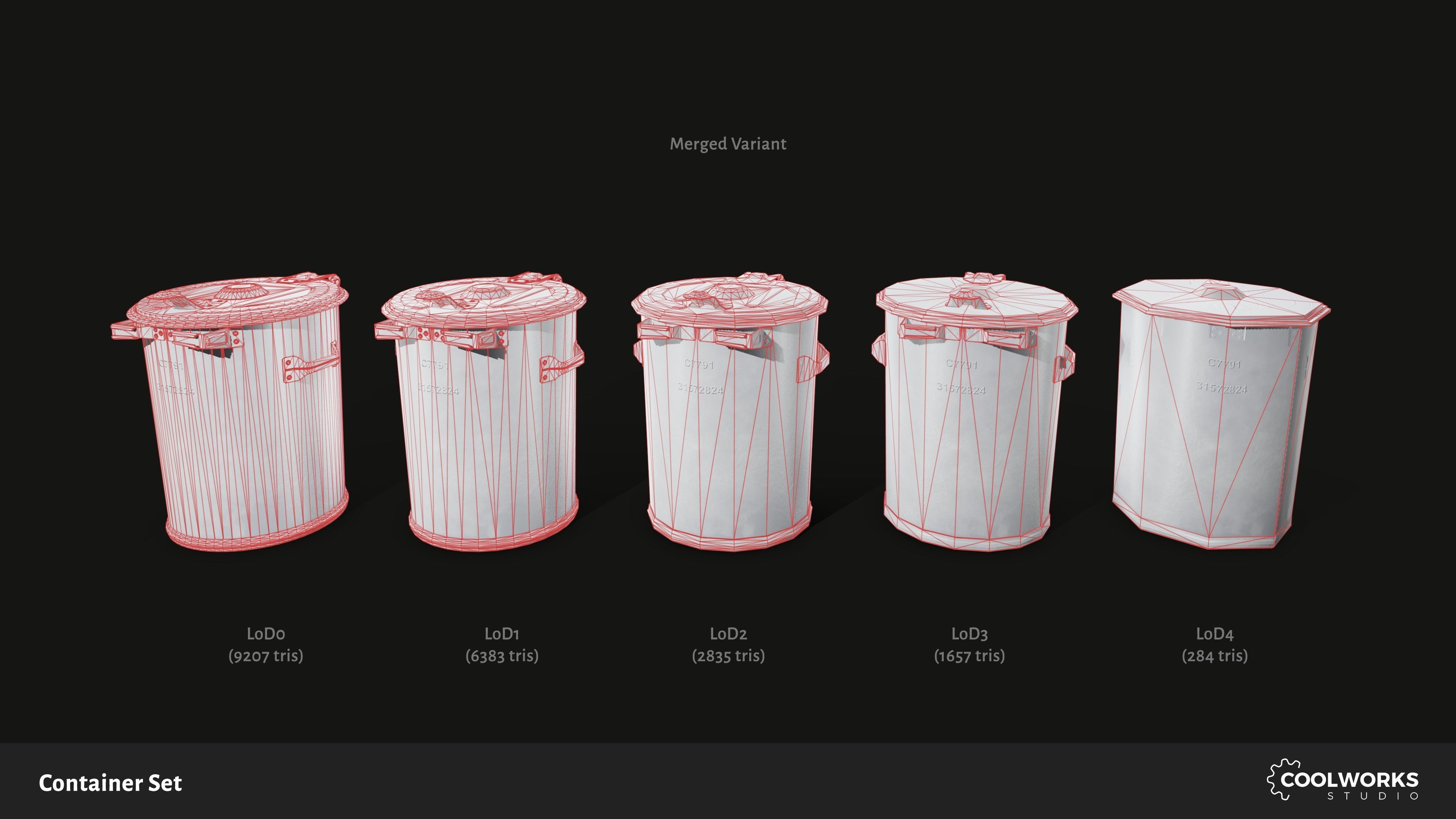 Container Set Low-poly 3D model_18