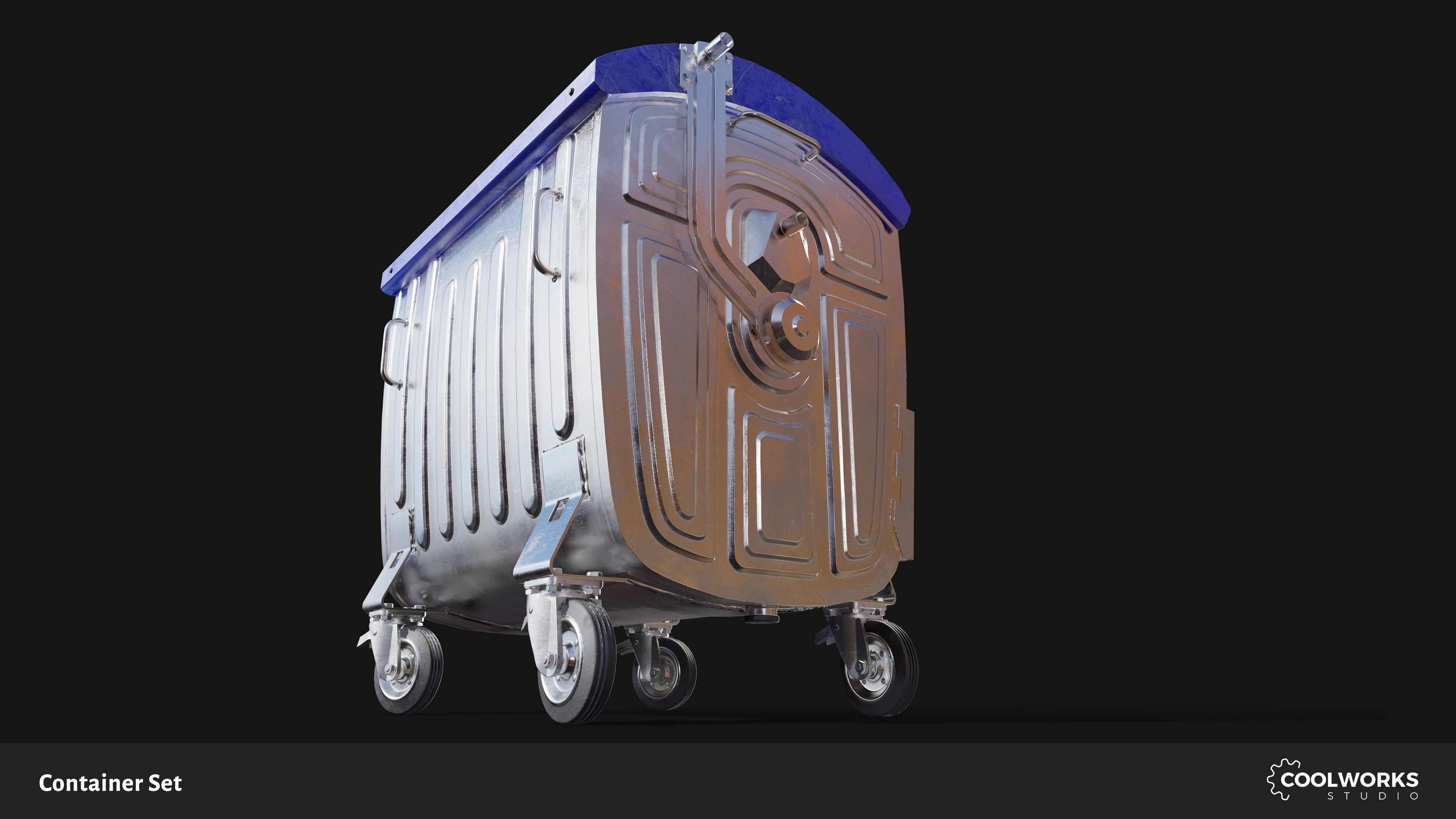 Container Set Low-poly 3D model_4