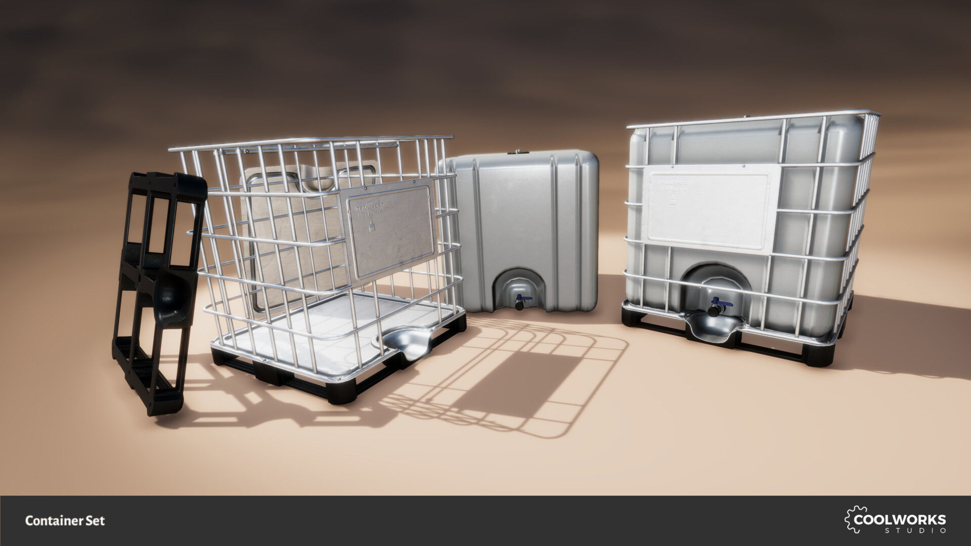 Container Set Low-poly 3D model_111