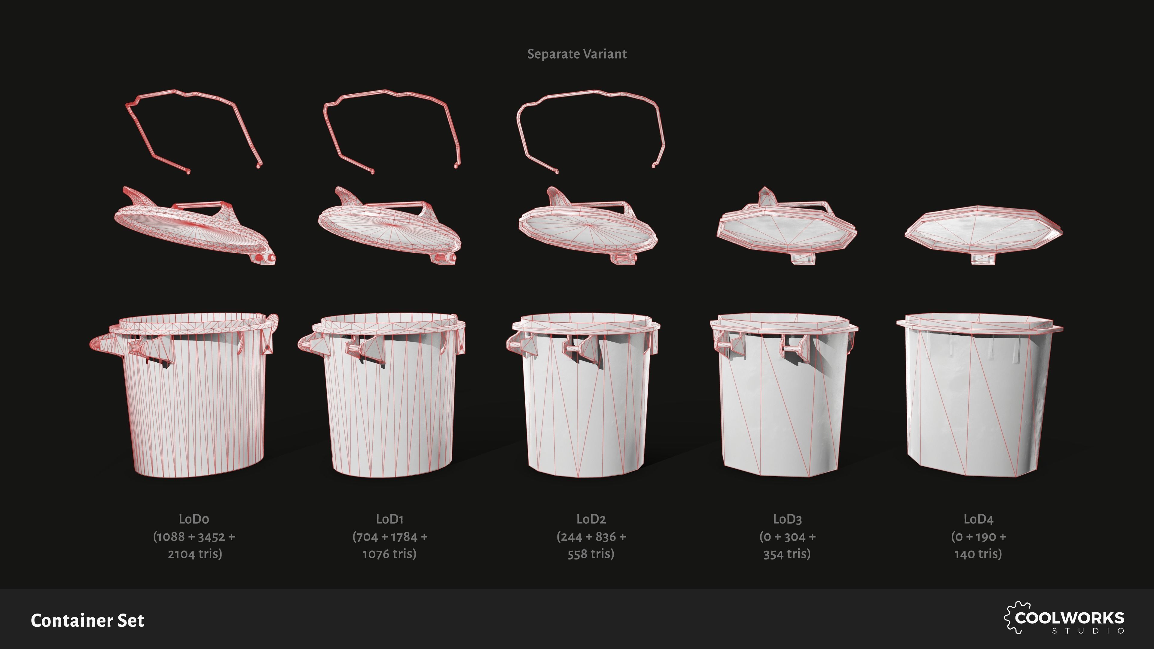 Container Set Low-poly 3D model_65