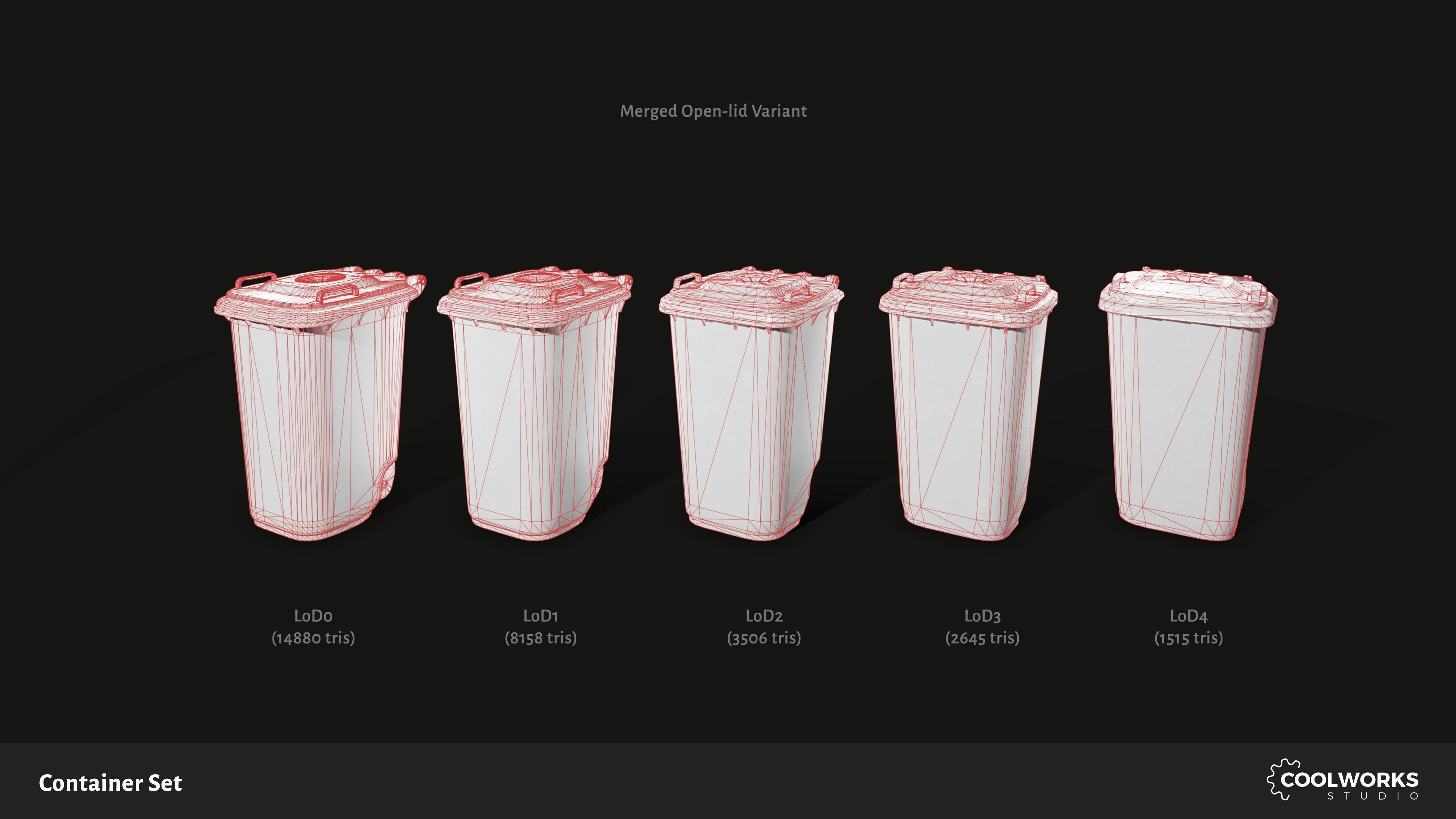 Container Set Low-poly 3D model_69