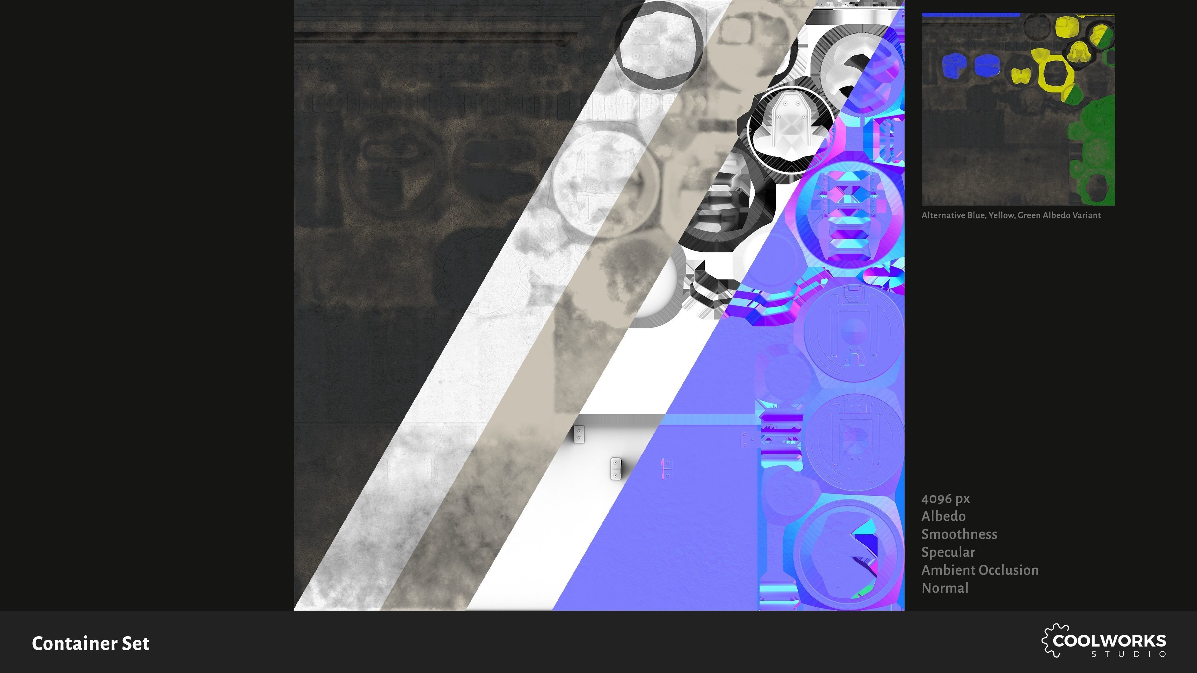 Container Set Low-poly 3D model_19