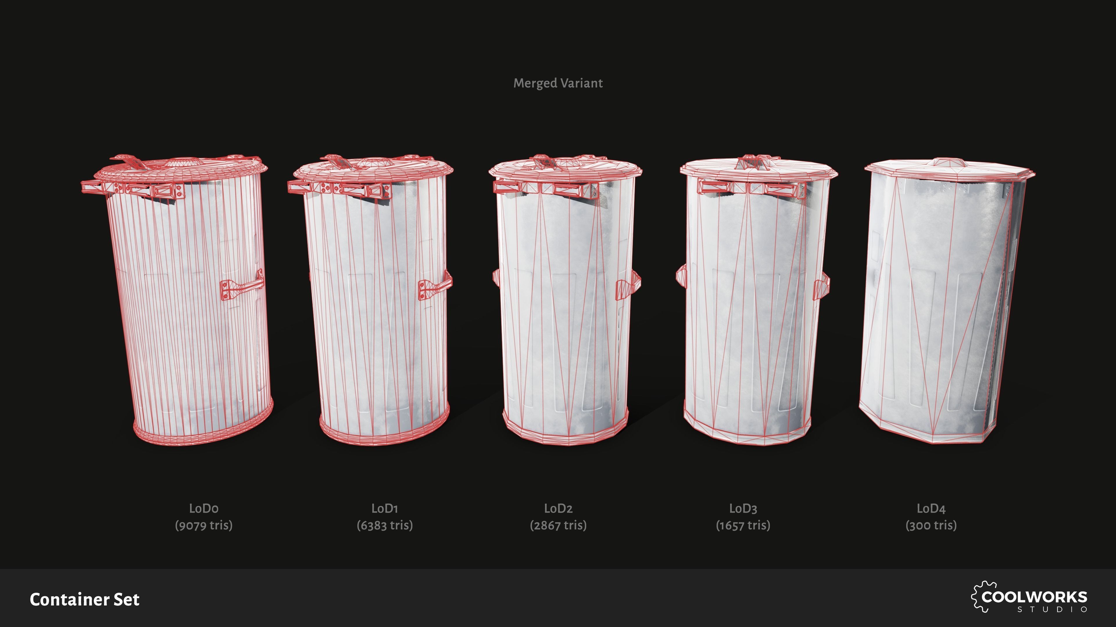 Container Set Low-poly 3D model_14