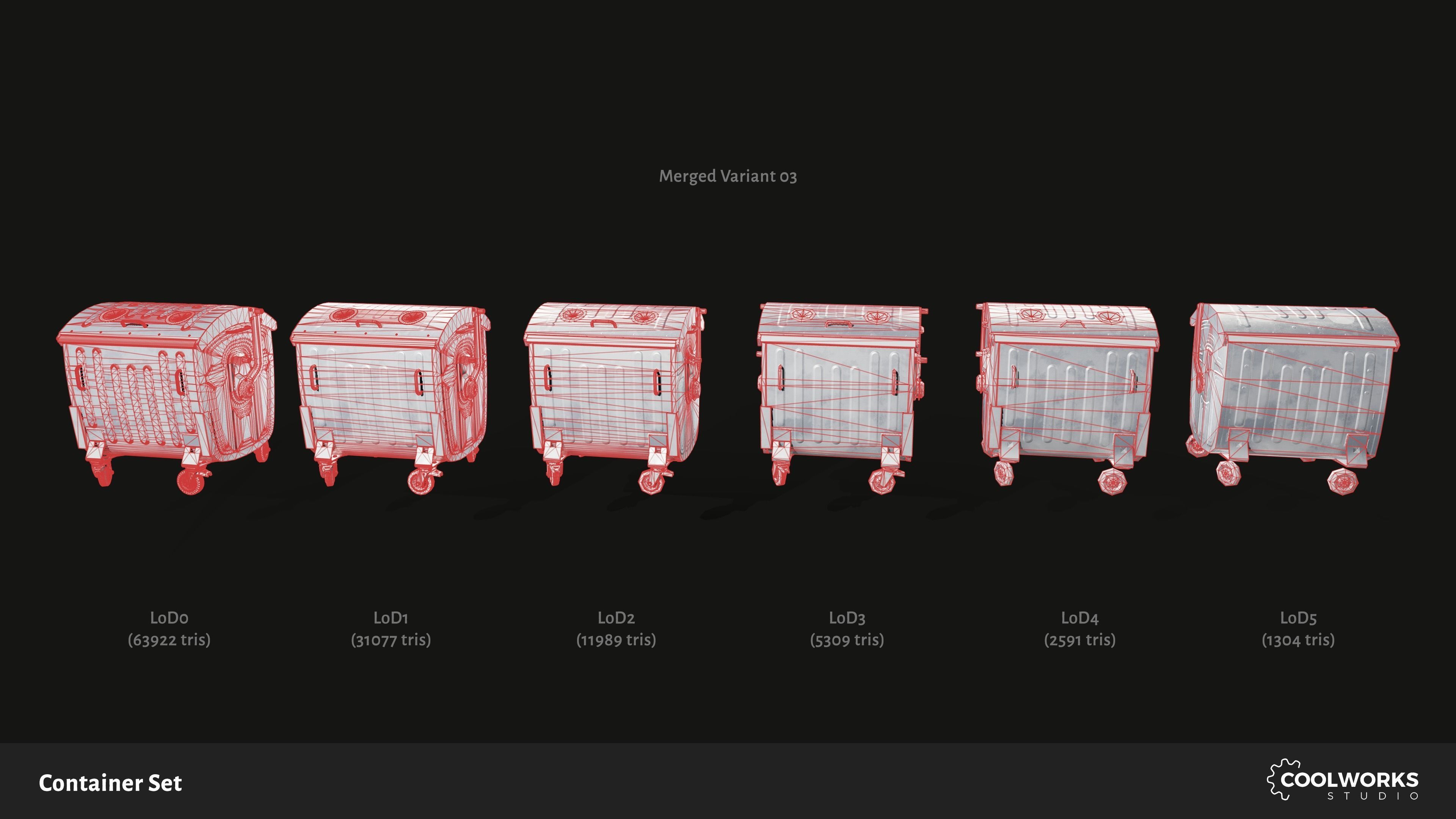 Container Set Low-poly 3D model_10