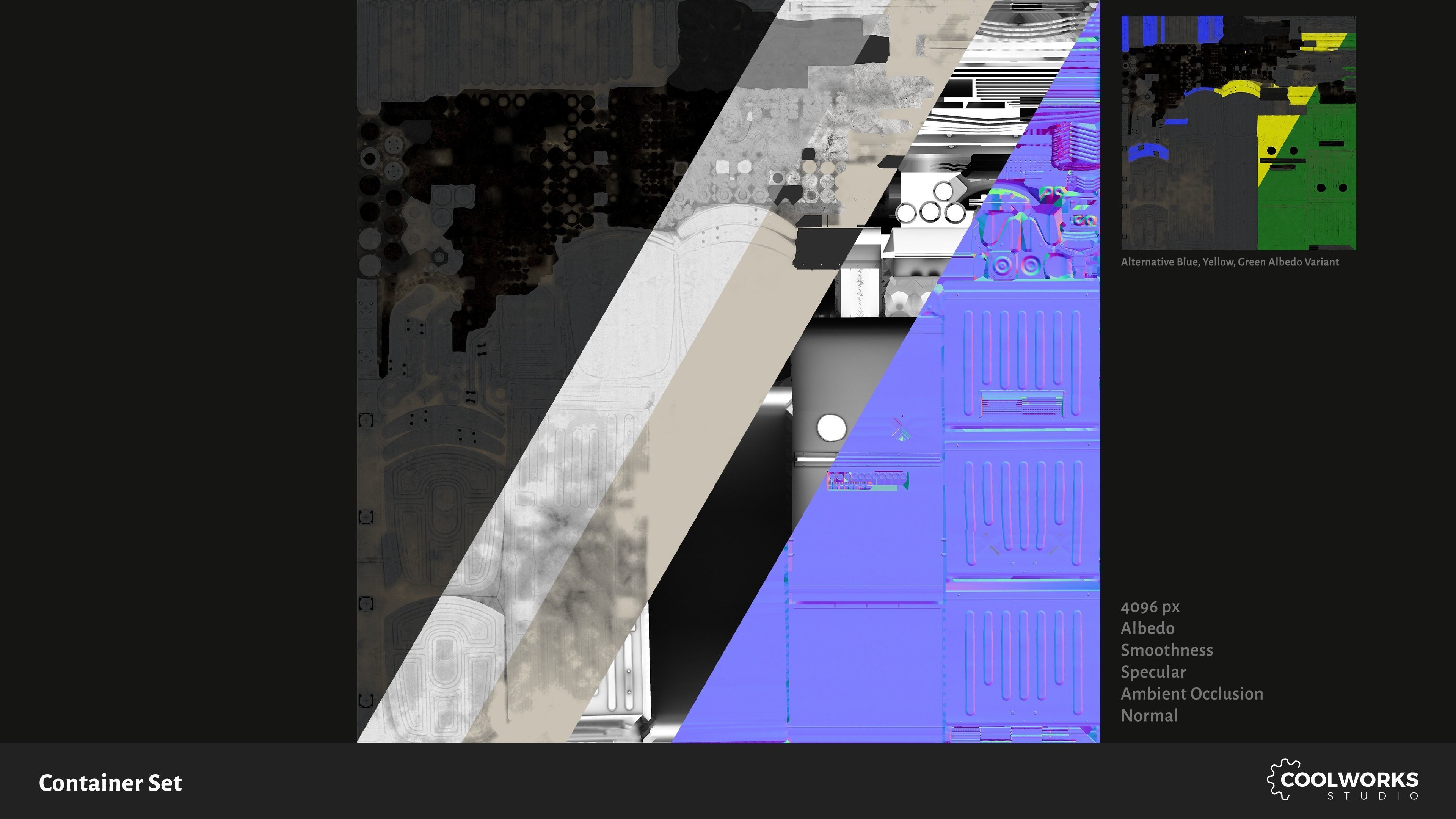 Container Set Low-poly 3D model_11