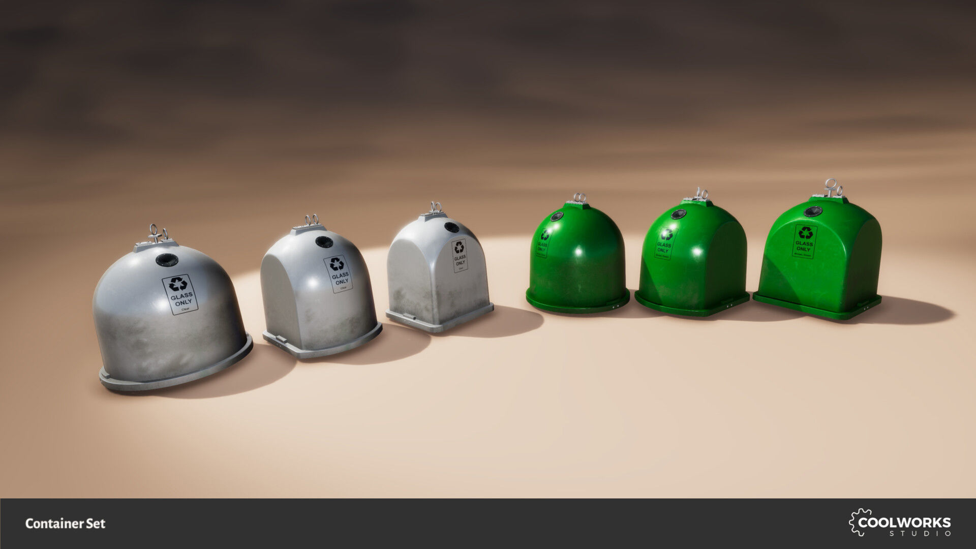 Container Set Low-poly 3D model_106