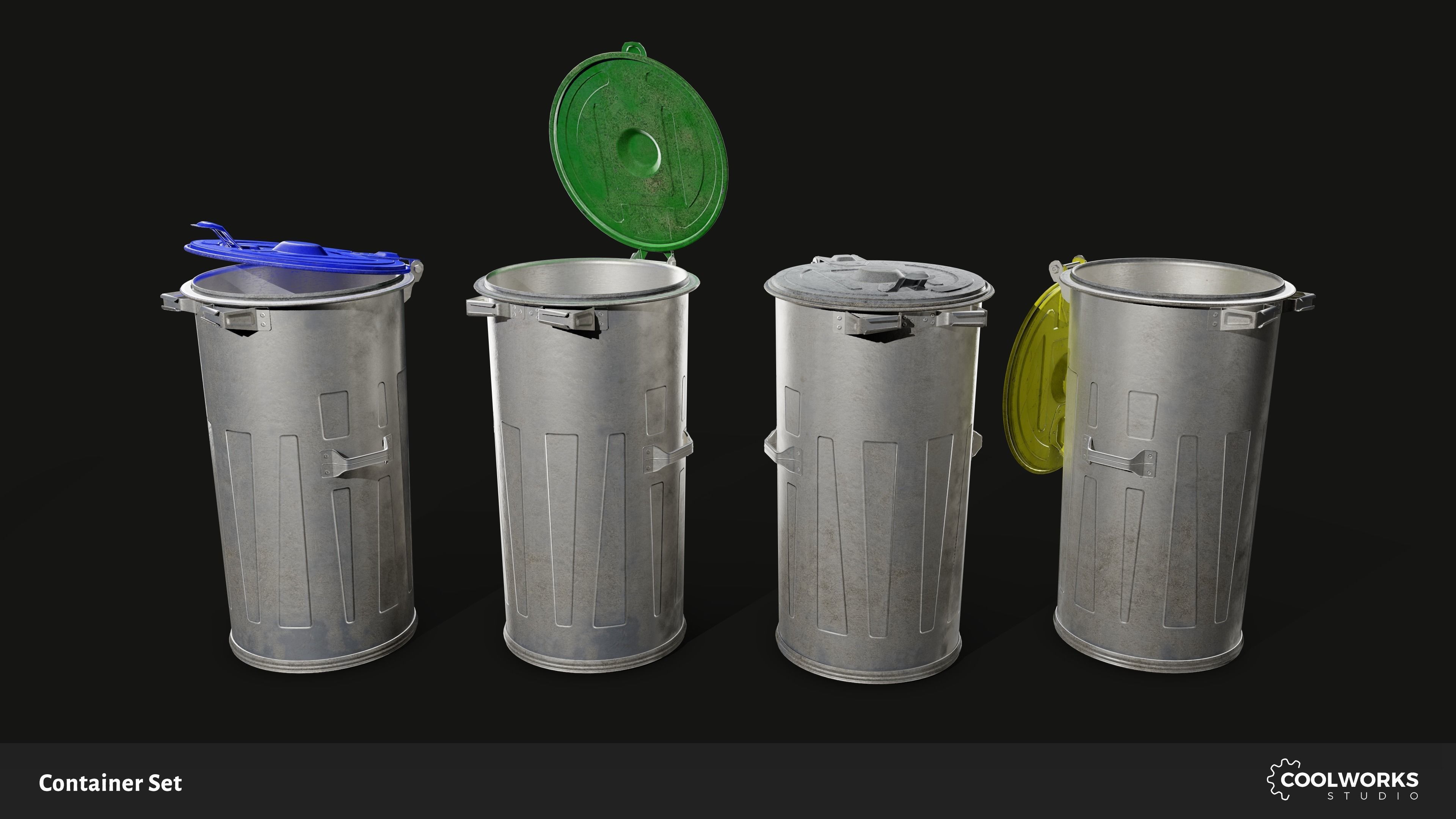 Container Set Low-poly 3D model_12