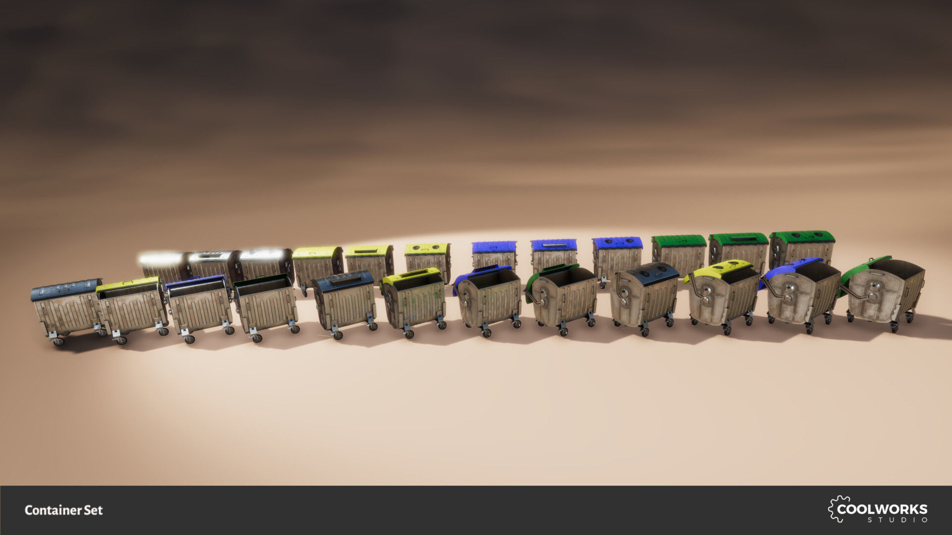 Container Set Low-poly 3D model_99