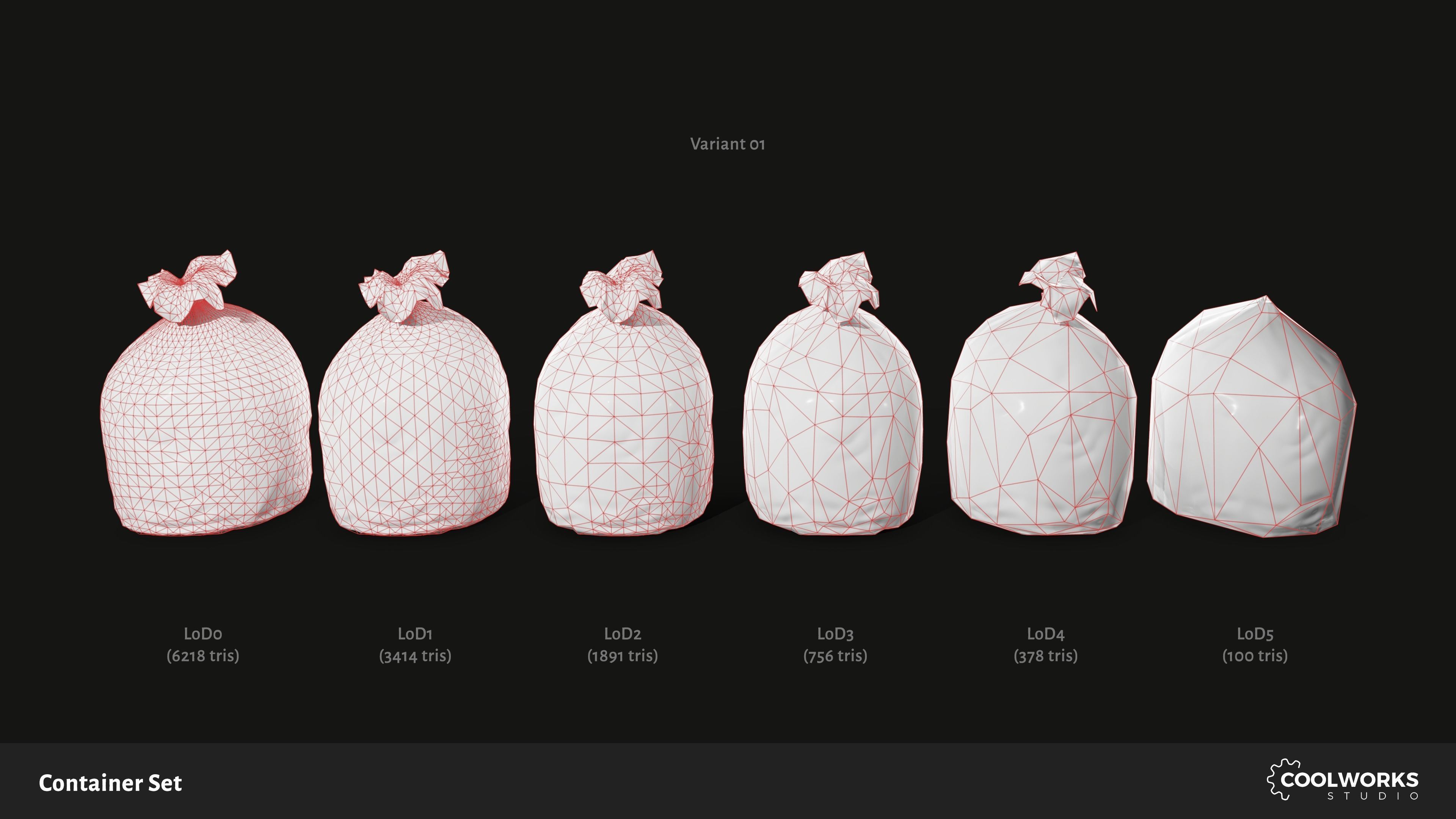 Container Set Low-poly 3D model_73