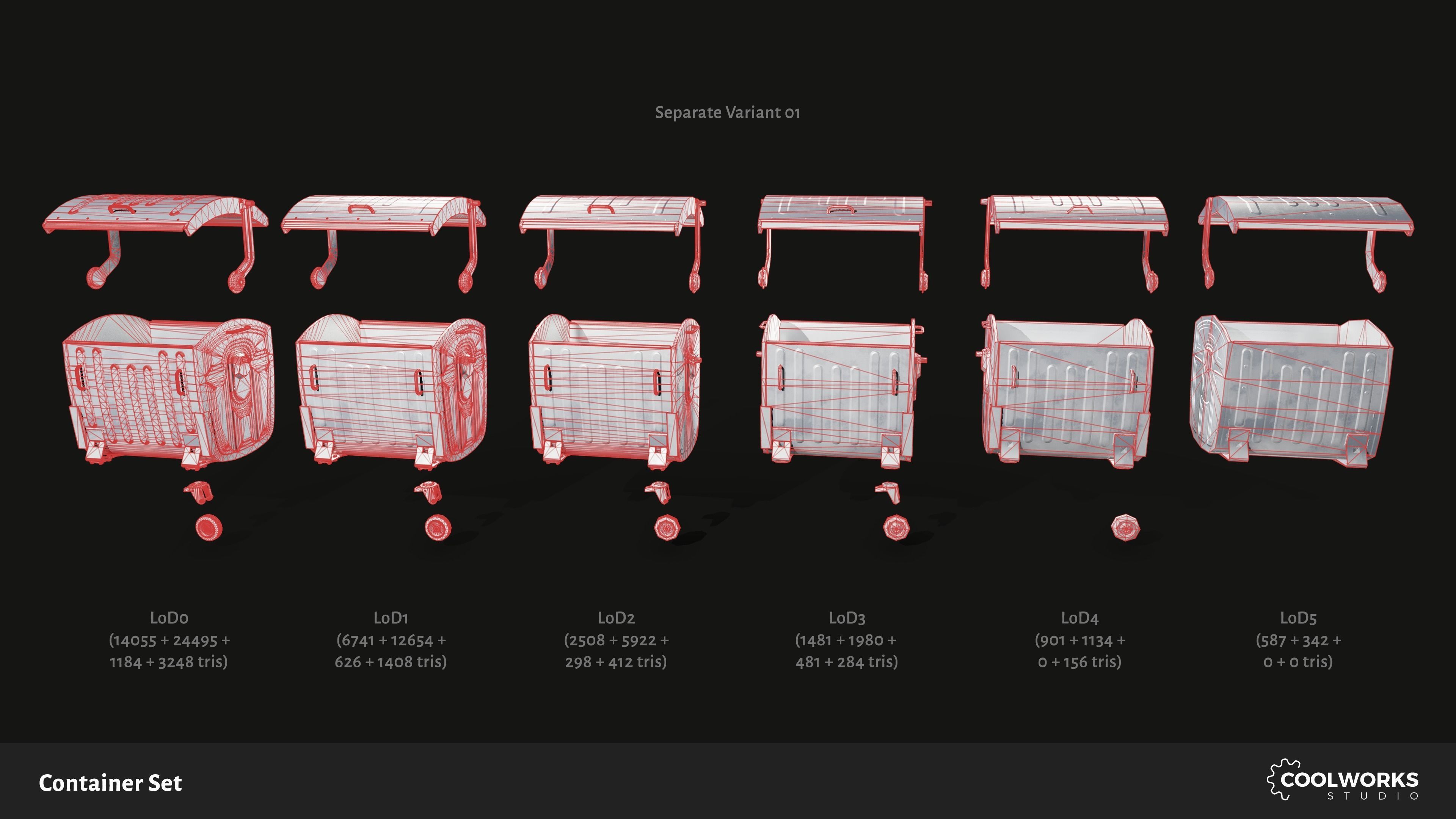 Container Set Low-poly 3D model_5