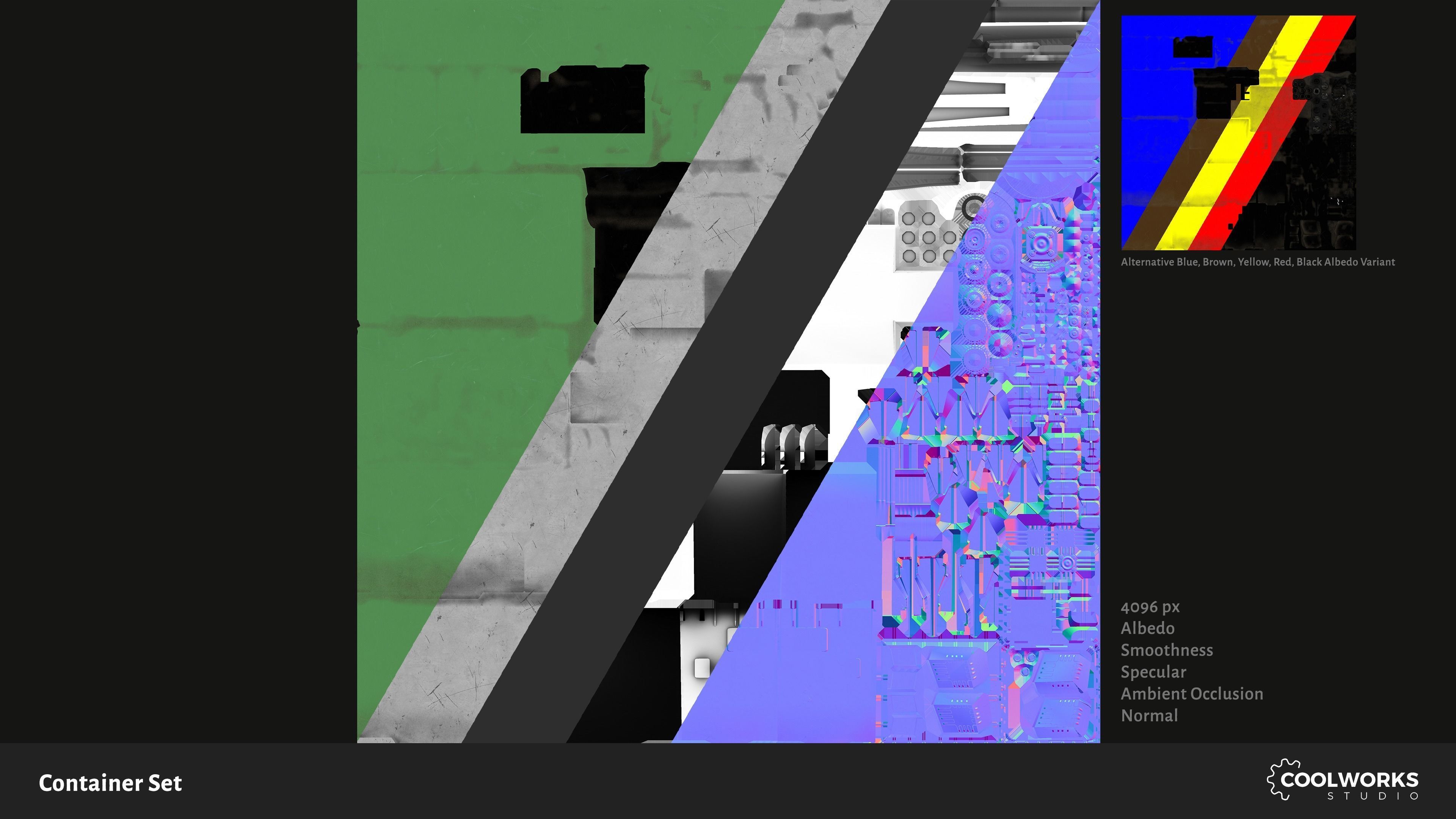 Container Set Low-poly 3D model_58