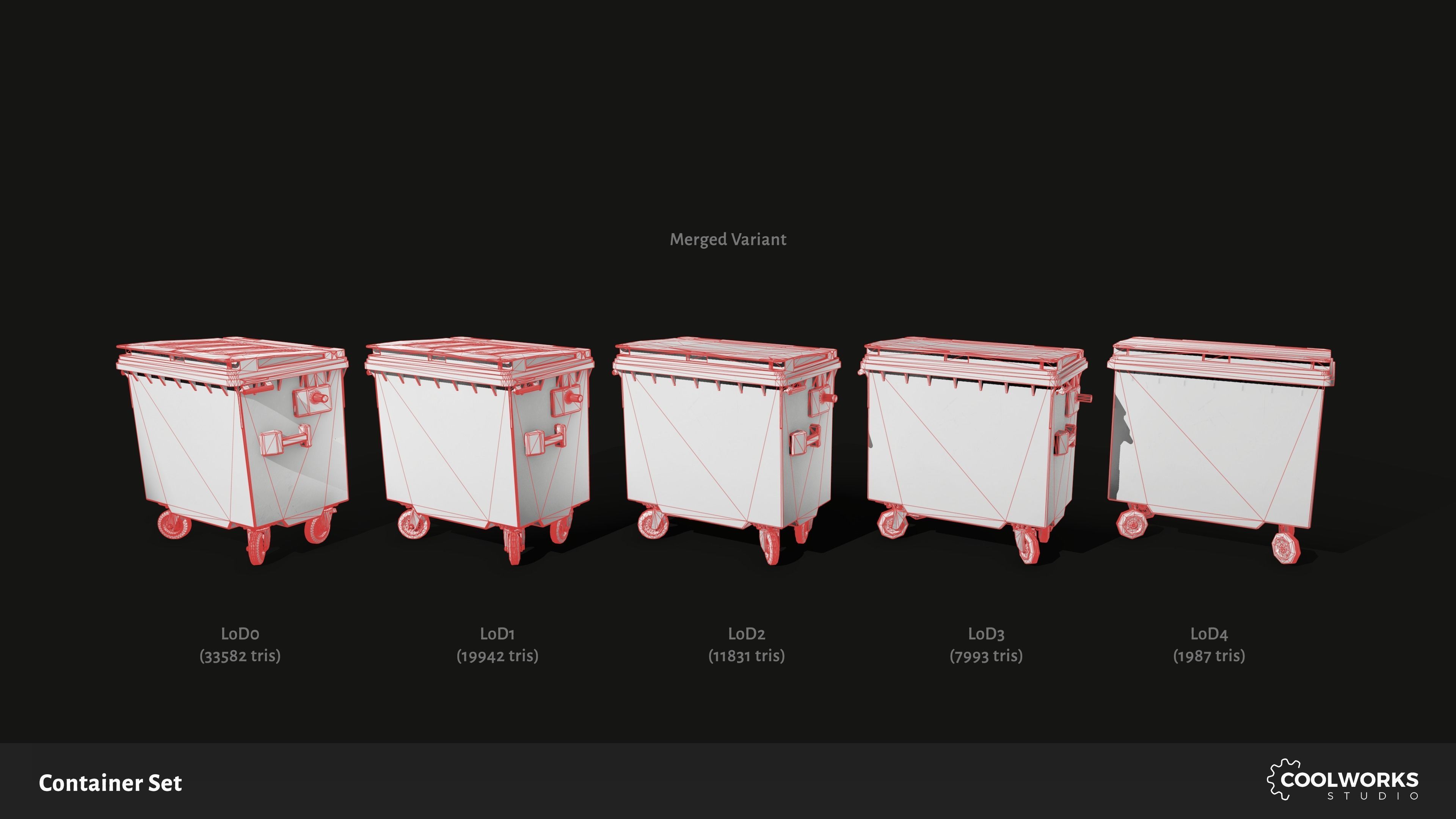 Container Set Low-poly 3D model_57