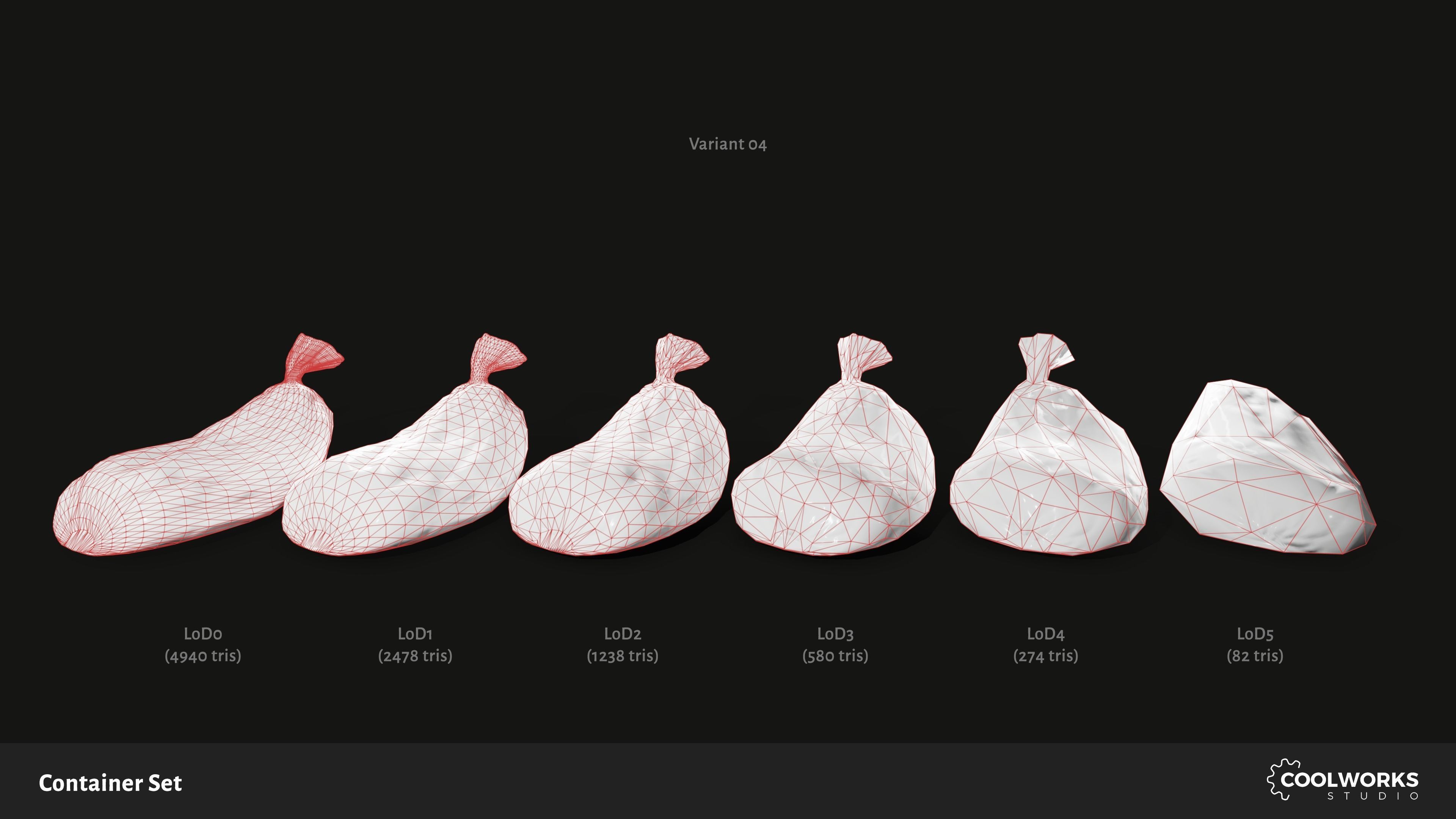 Container Set Low-poly 3D model_76