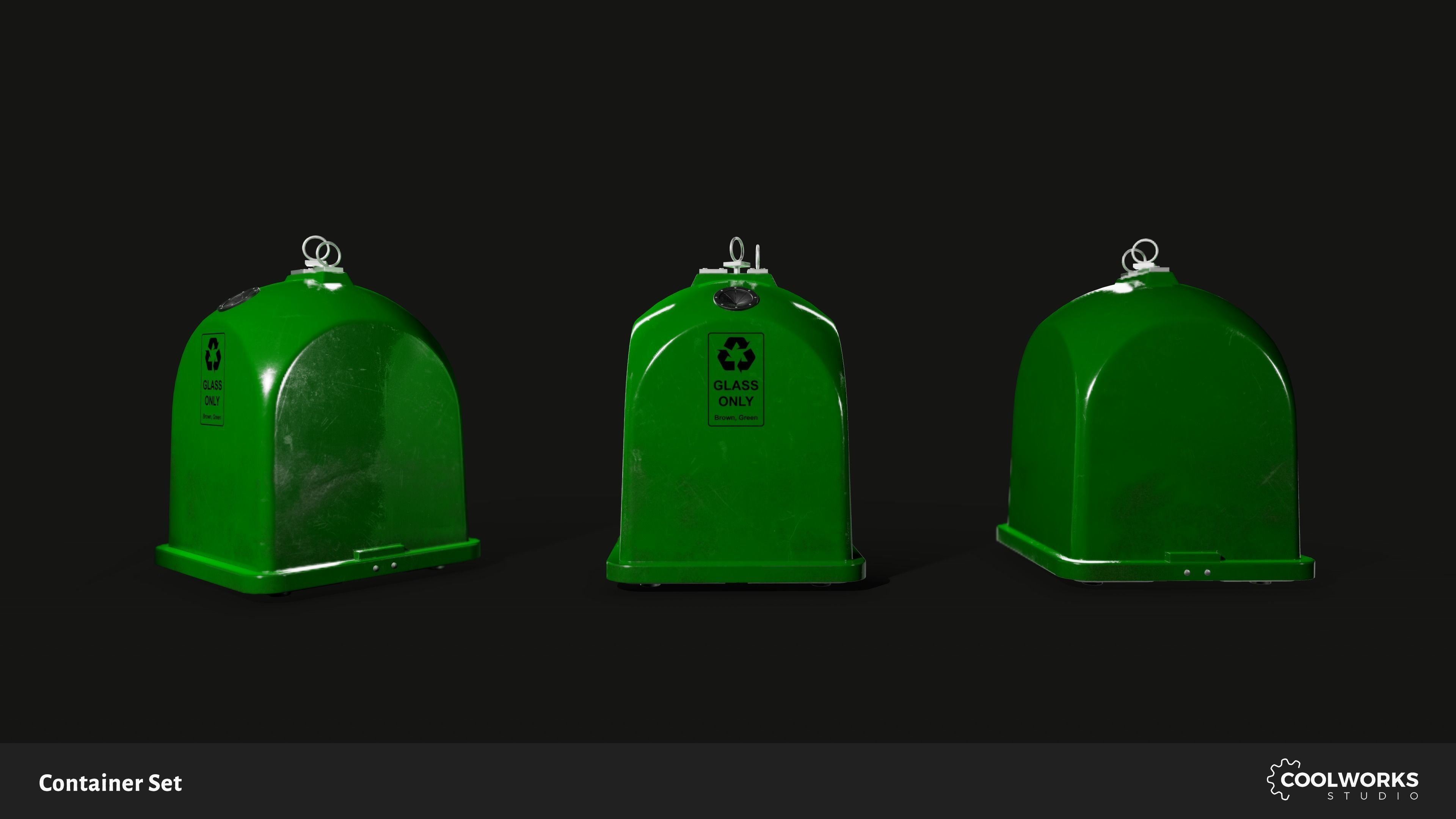 Container Set Low-poly 3D model_36