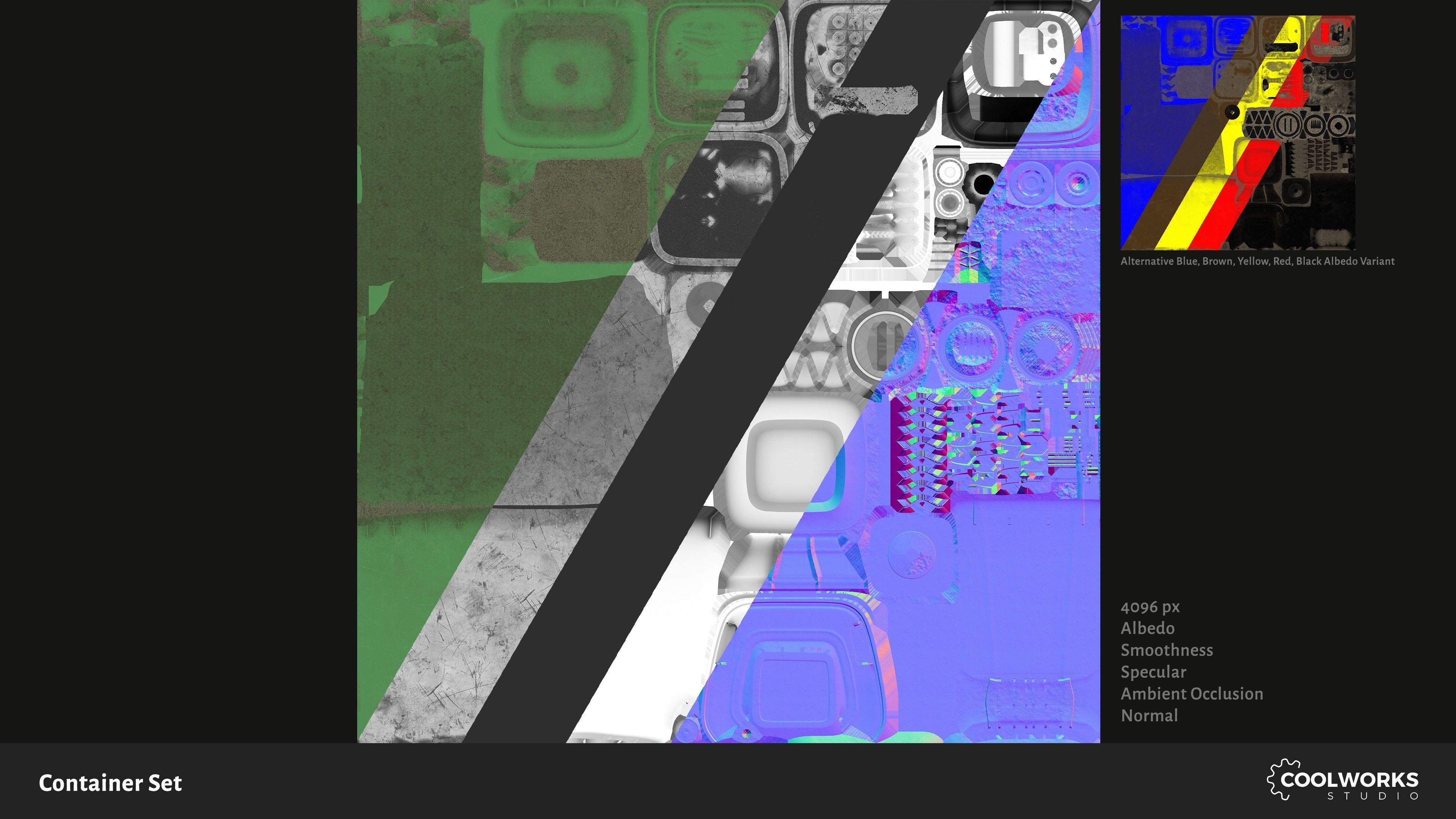 Container Set Low-poly 3D model_71