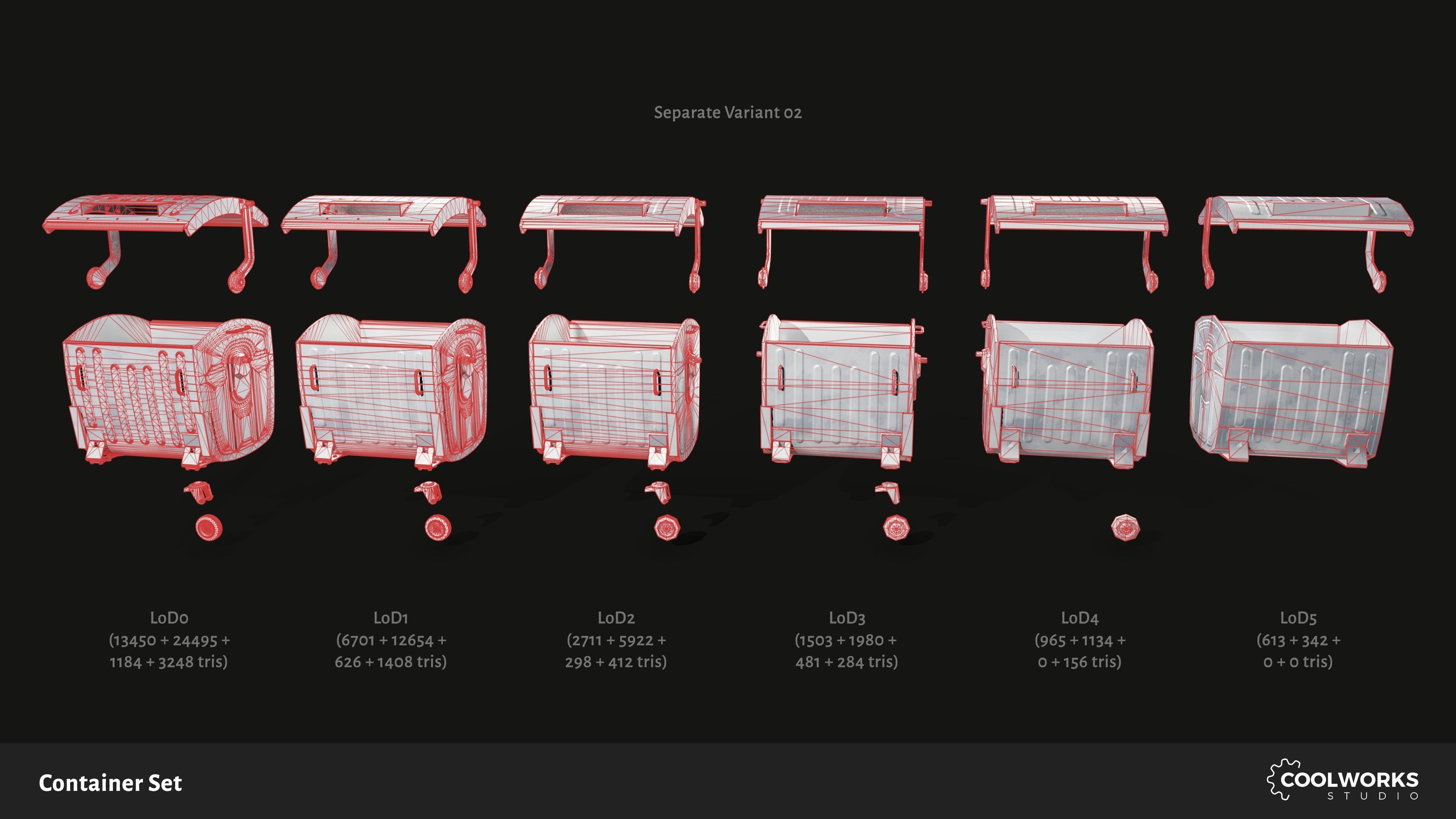 Container Set Low-poly 3D model_6
