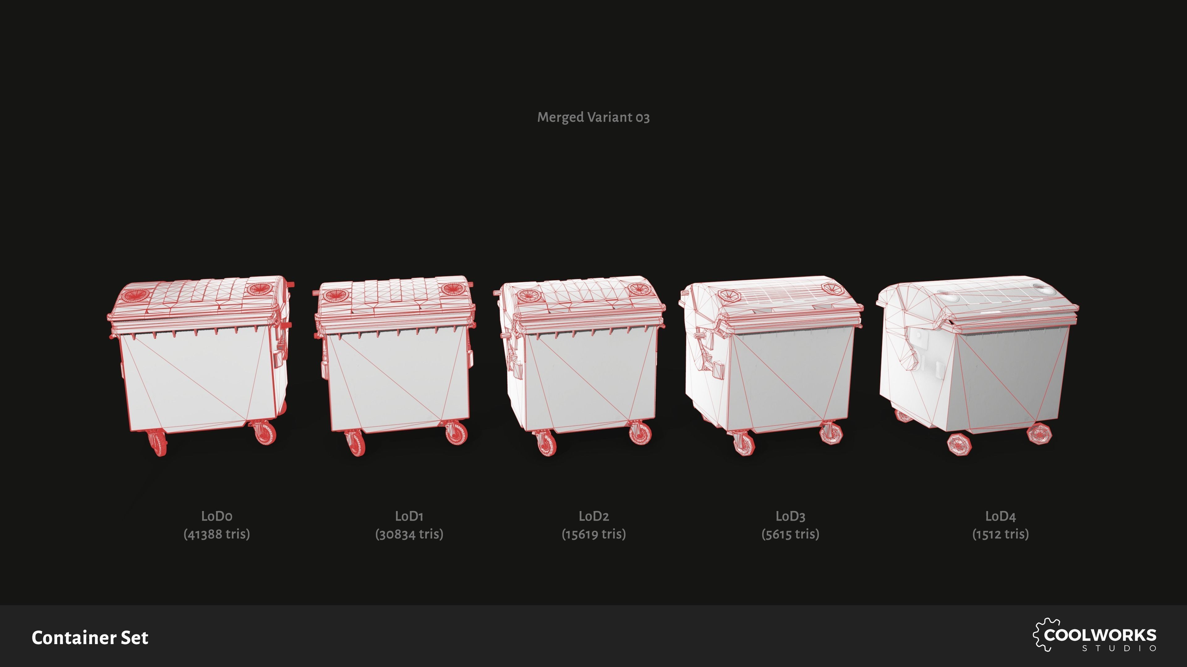 Container Set Low-poly 3D model_52
