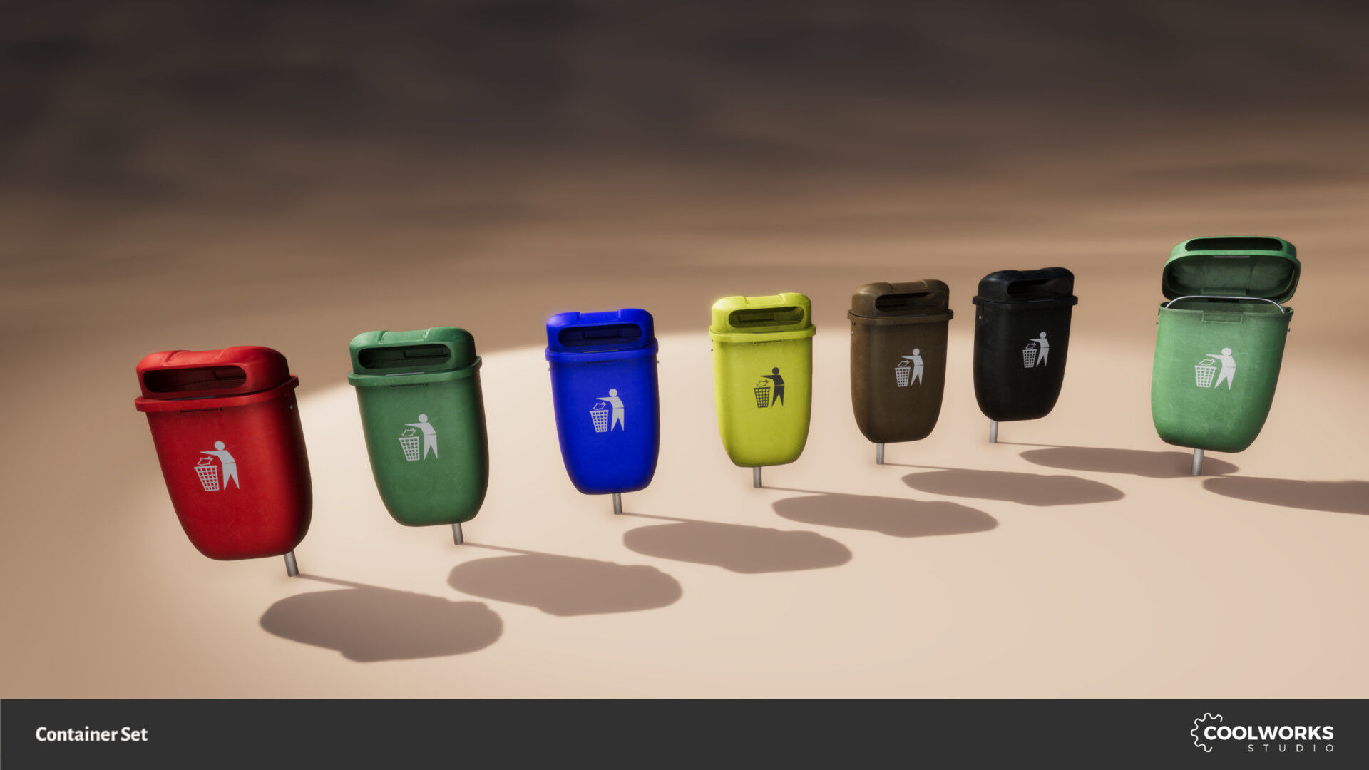 Container Set Low-poly 3D model_105