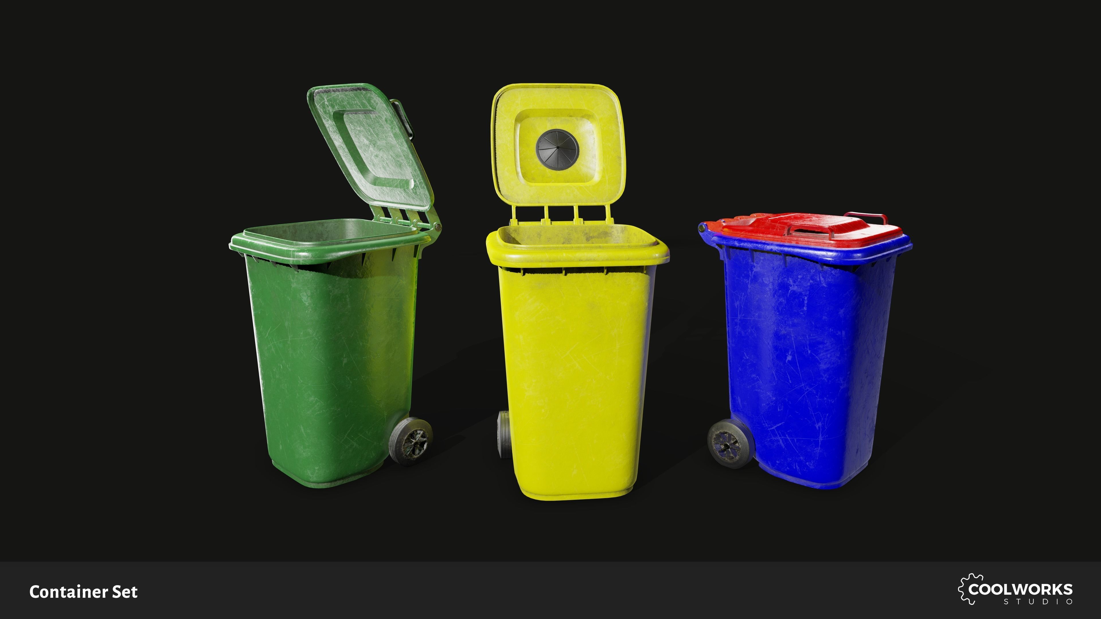 Container Set Low-poly 3D model_67