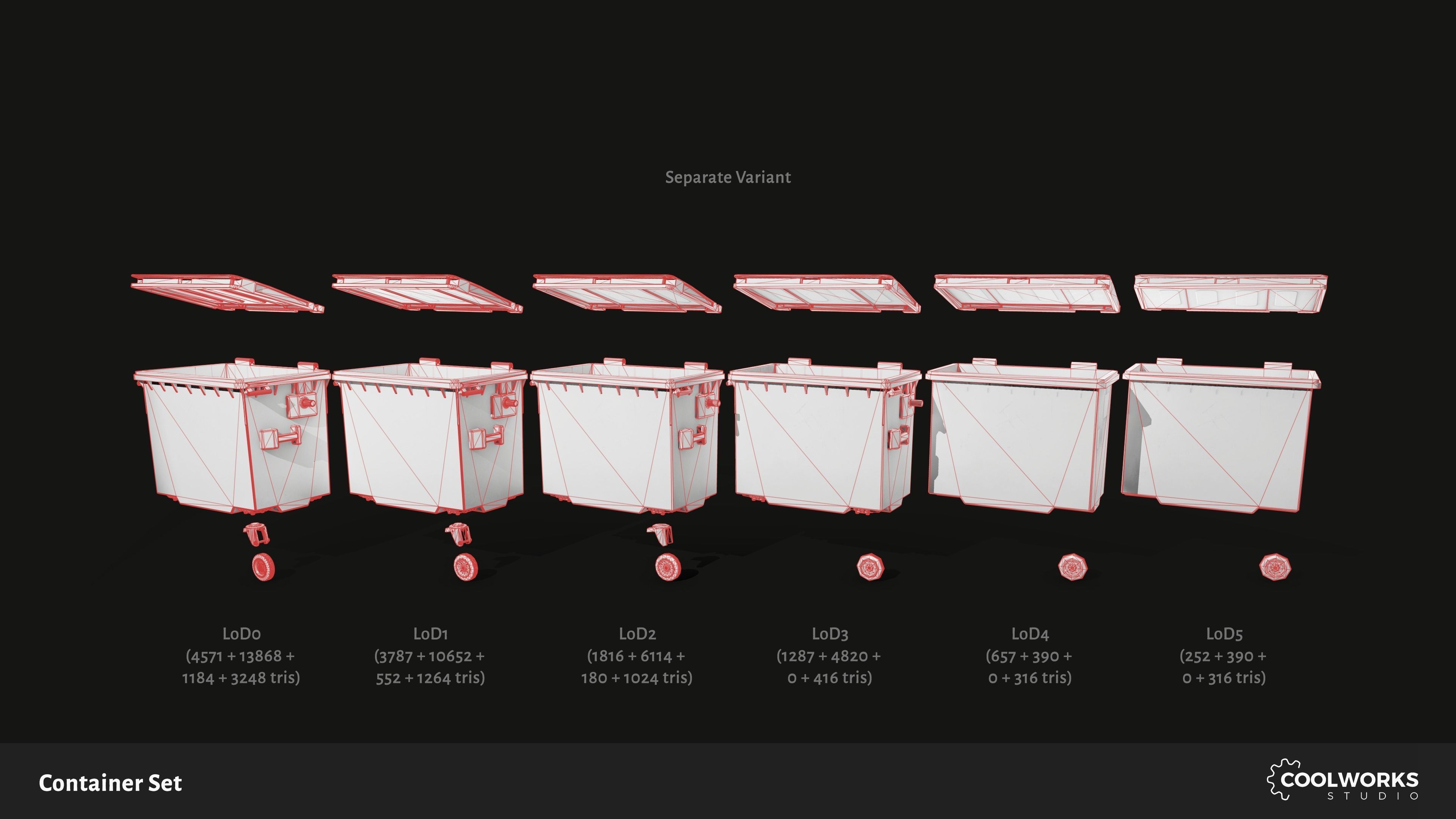Container Set Low-poly 3D model_56