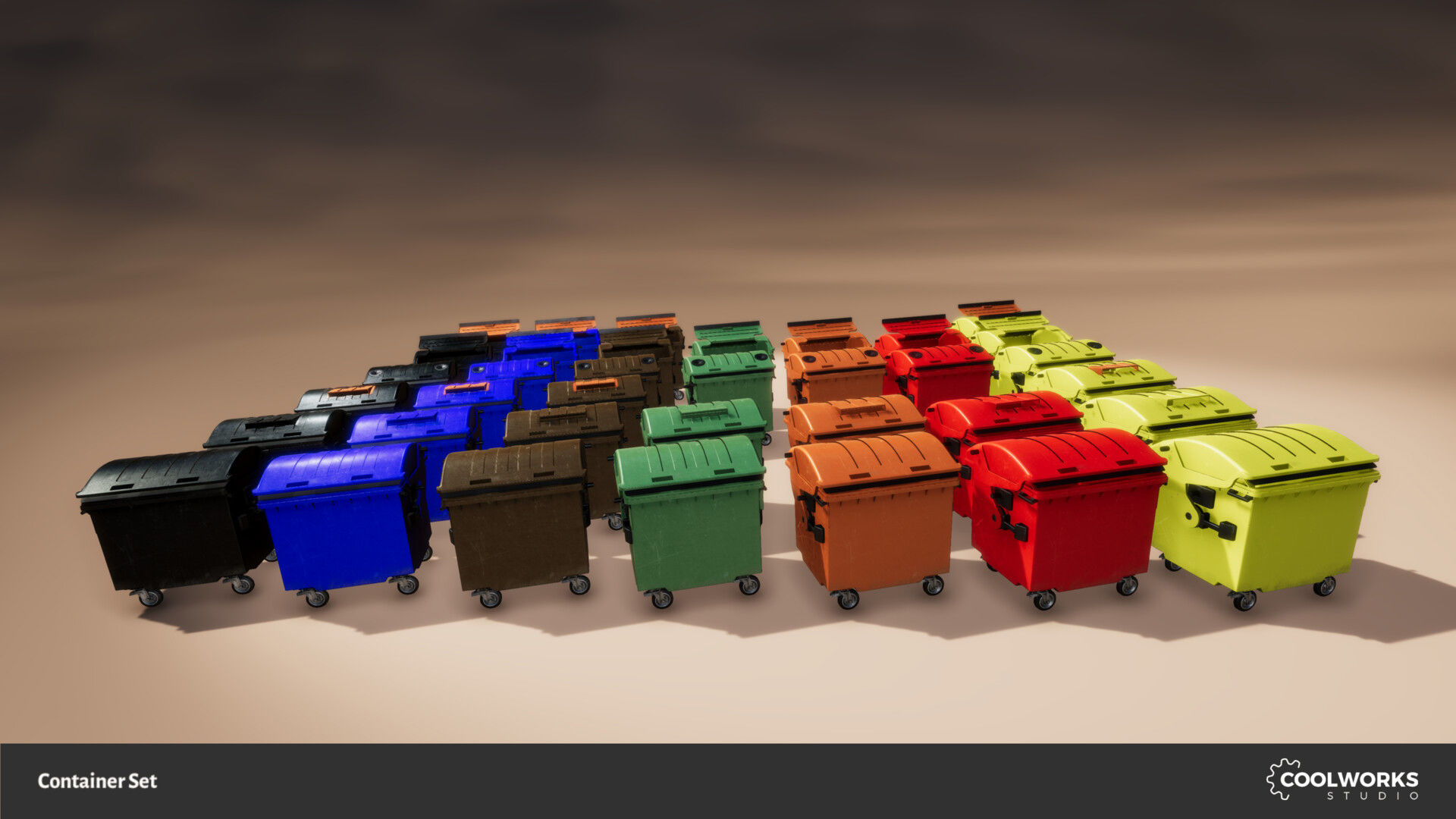 Container Set Low-poly 3D model_103
